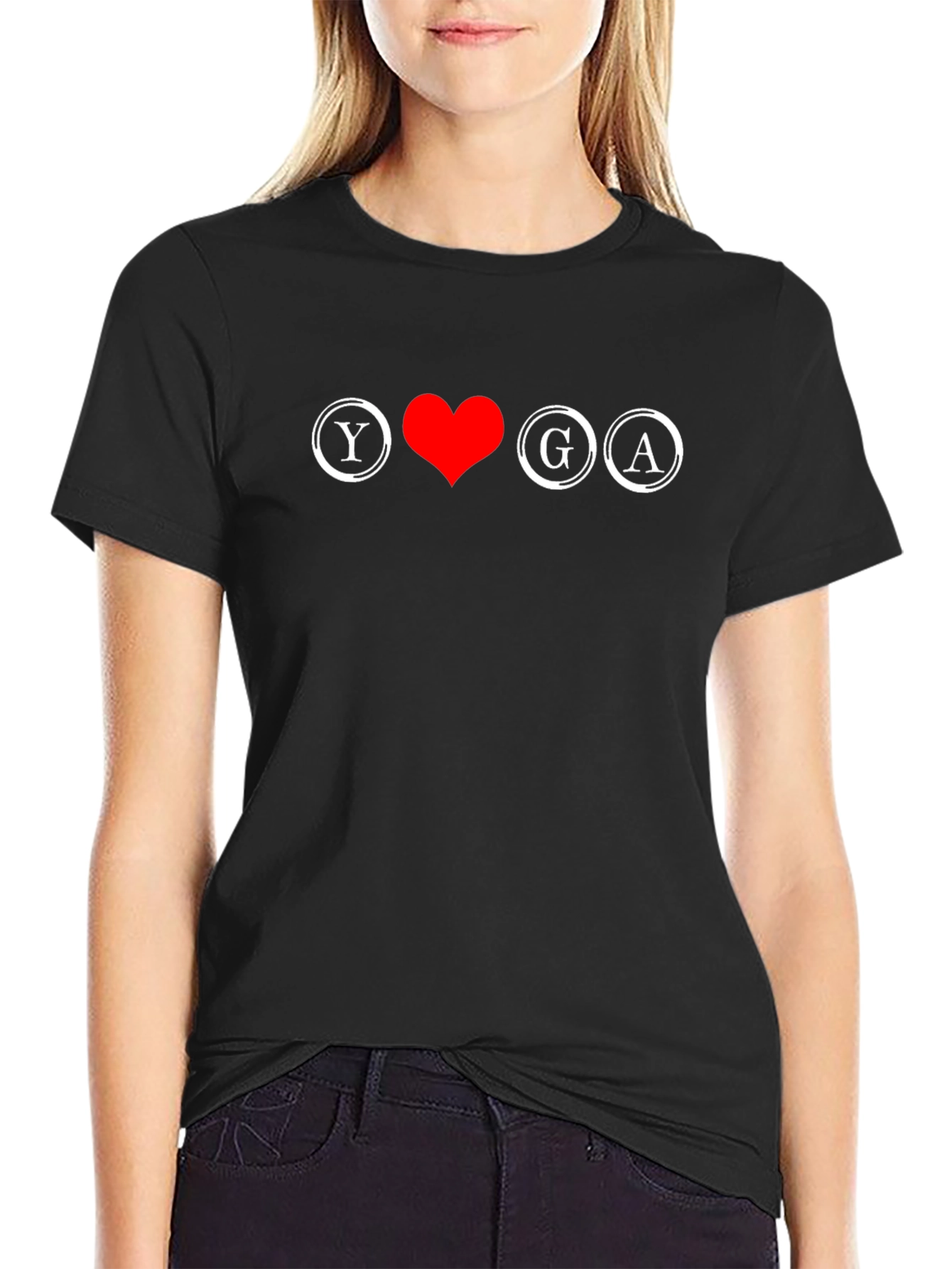 Yoga Love Graphic Tee - Black Cotton T-Shirt