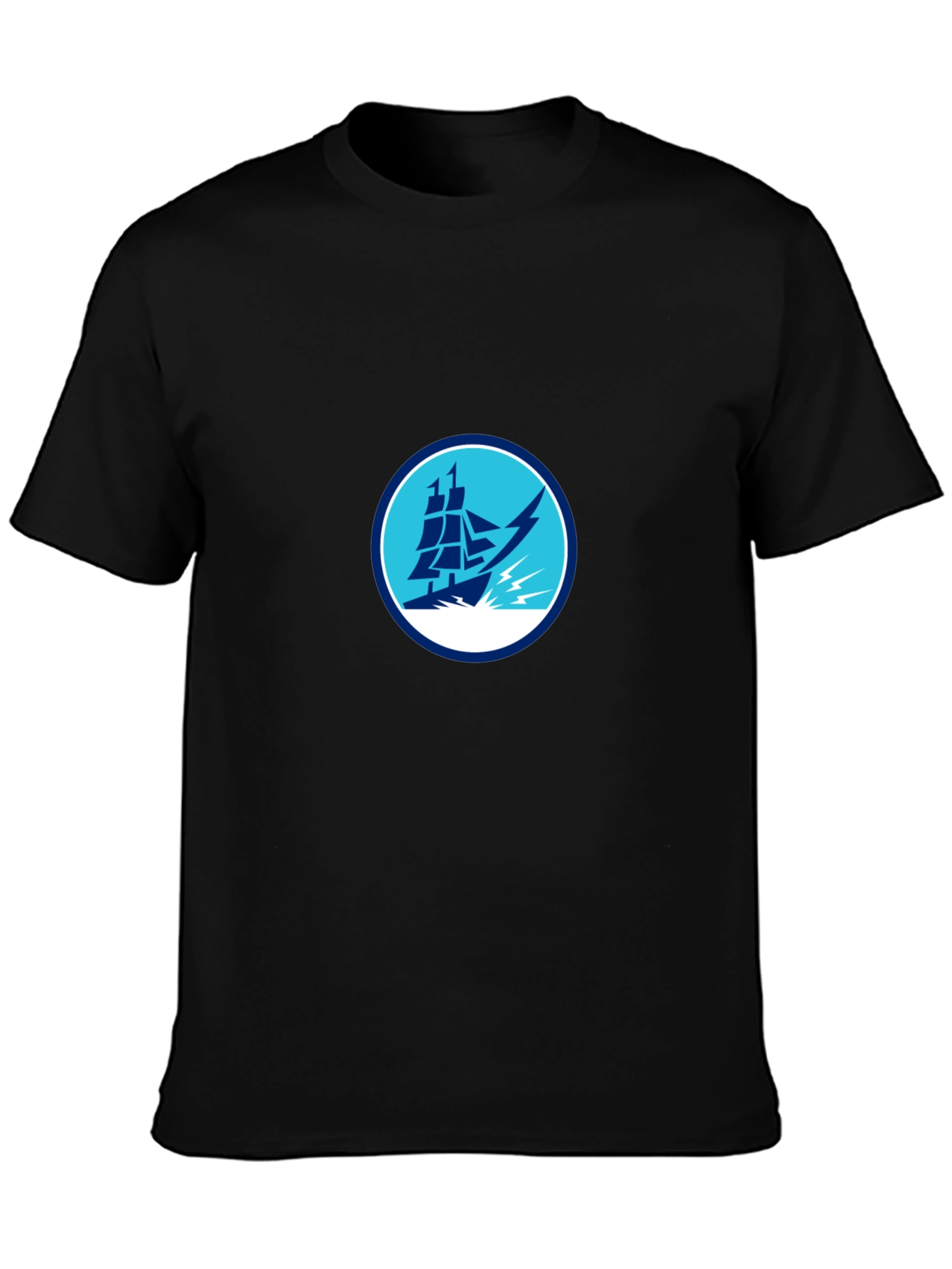 Nautical Ship Graphic Black T-Shirt
