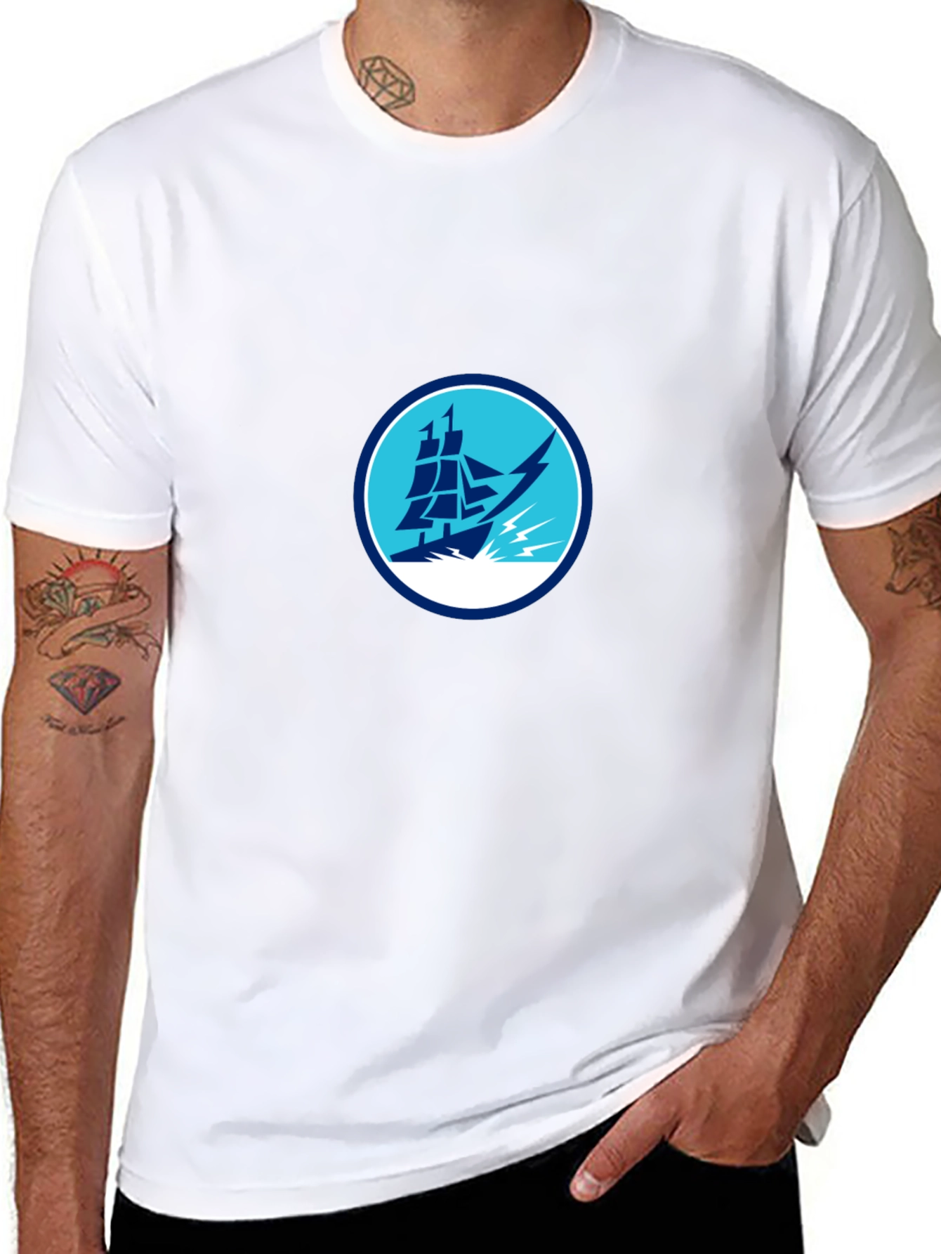 Nautical Ship Graphic Black T-Shirt