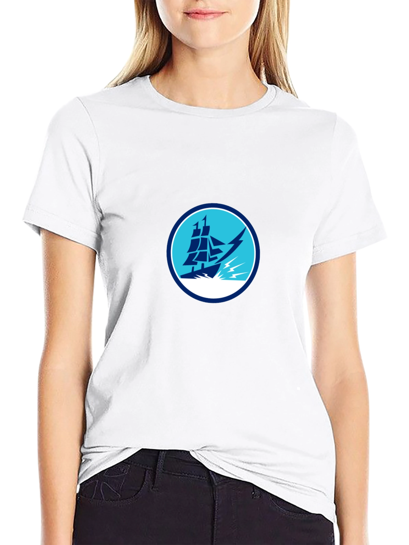 Nautical Ship Graphic Black T-Shirt