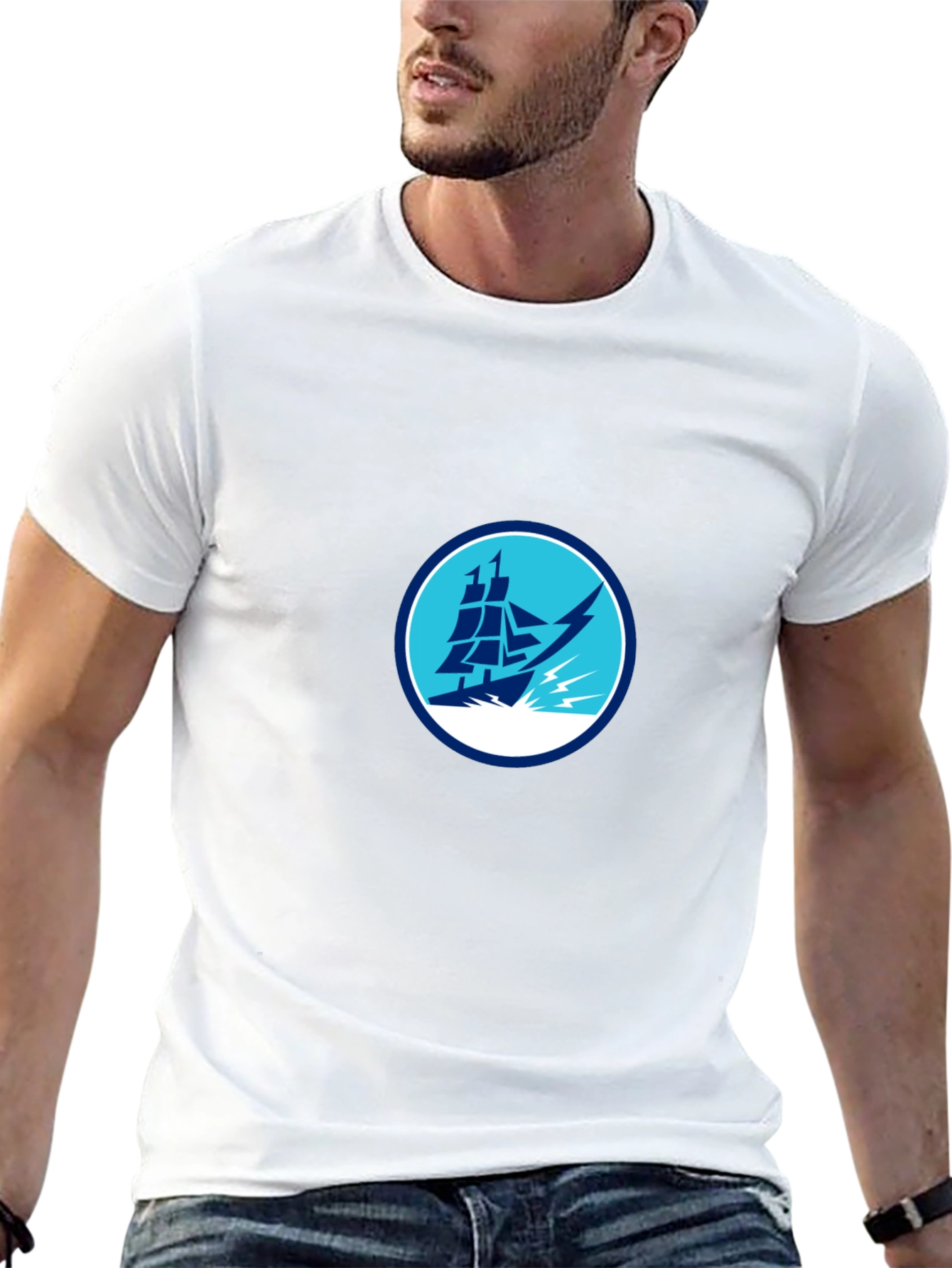 Nautical Ship Graphic Black T-Shirt