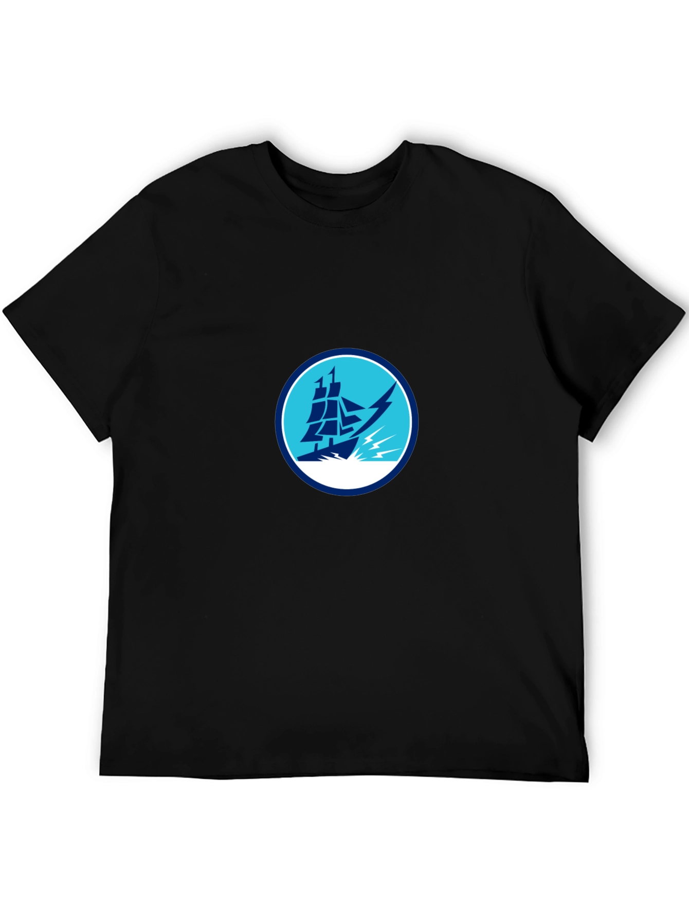 Nautical Ship Graphic Black T-Shirt