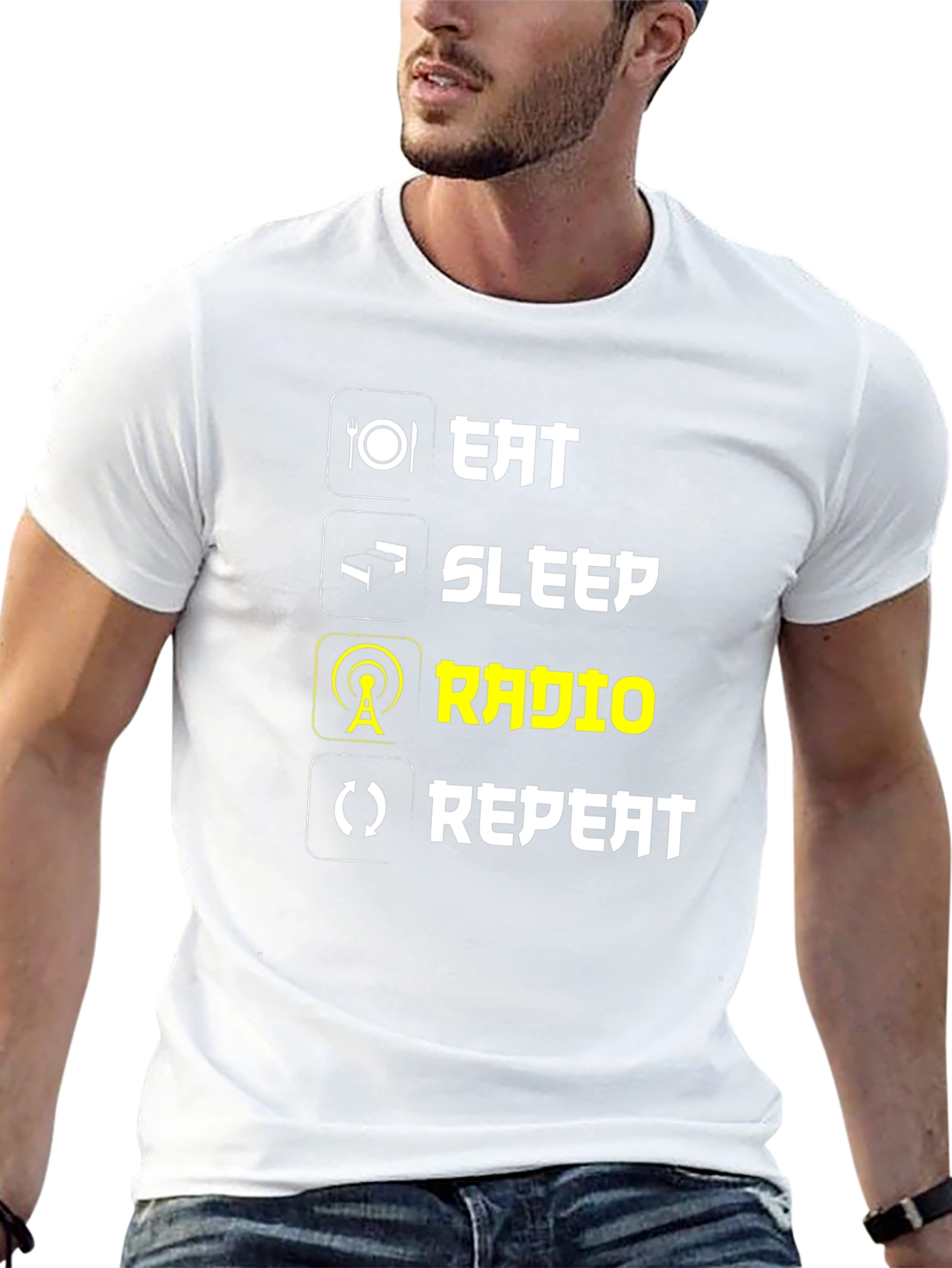 Eat Sleep Radio Repeat T-Shirt - Black