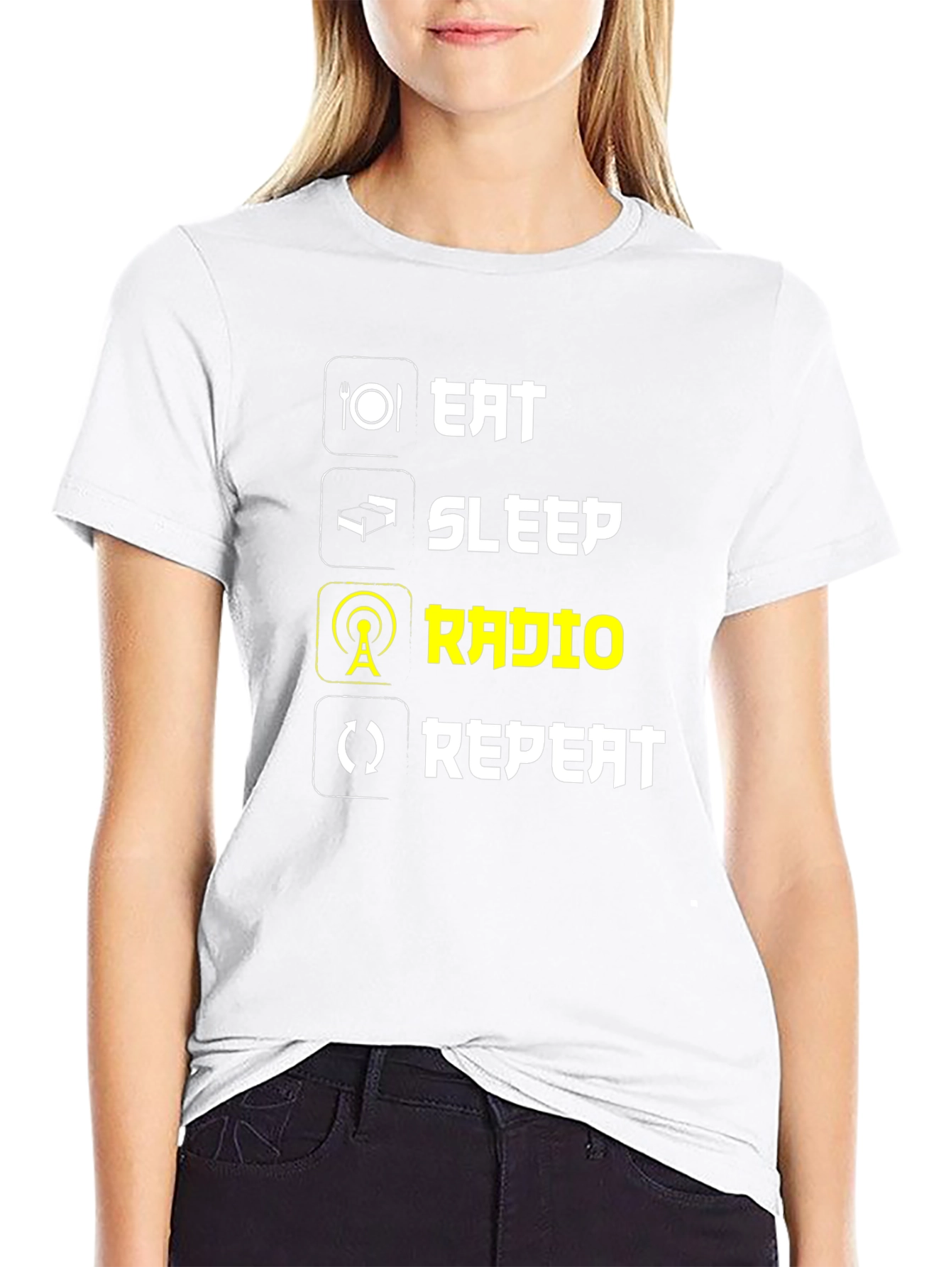 Eat Sleep Radio Repeat T-Shirt - Black