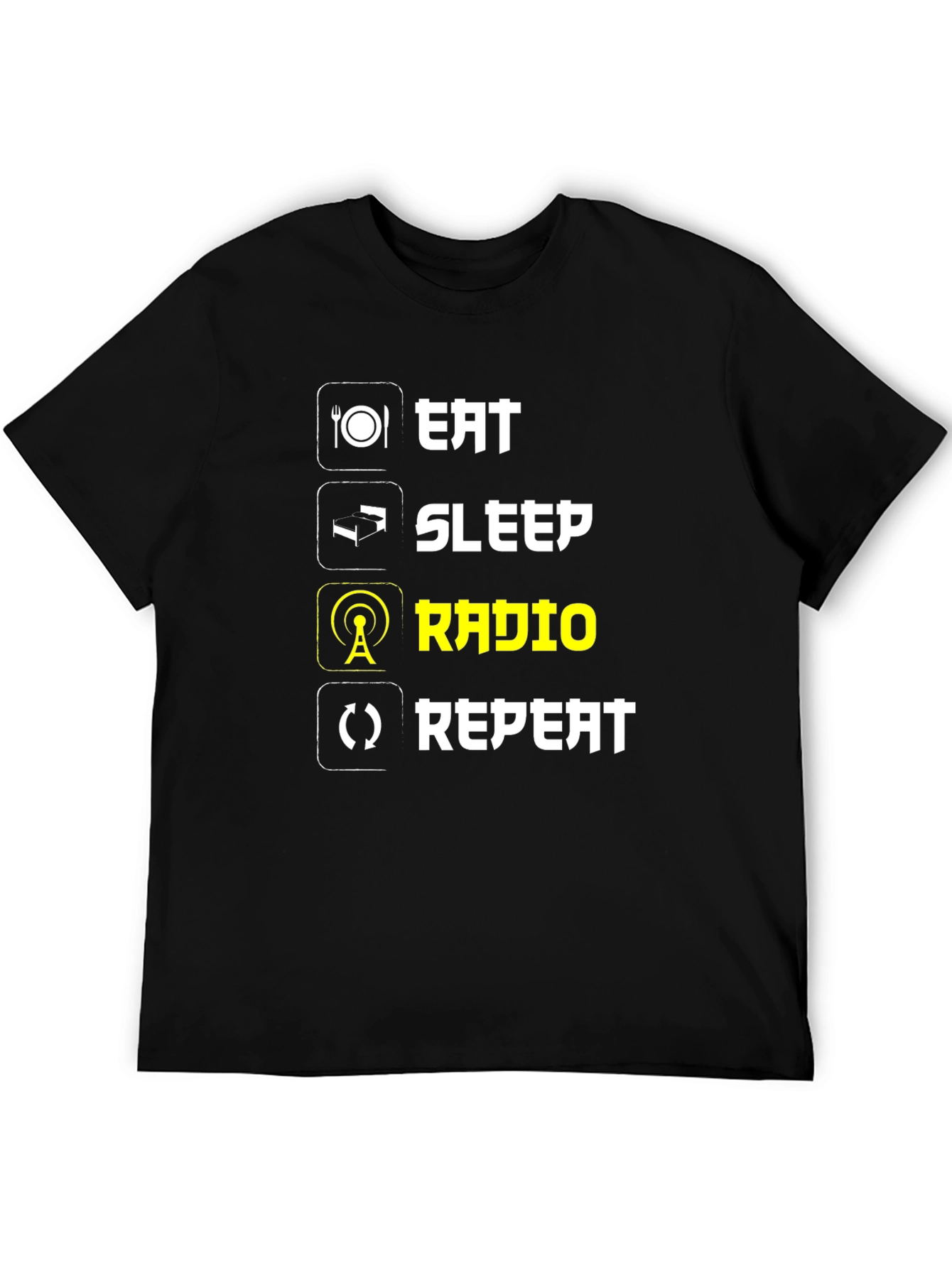 Eat Sleep Radio Repeat T-Shirt - Black