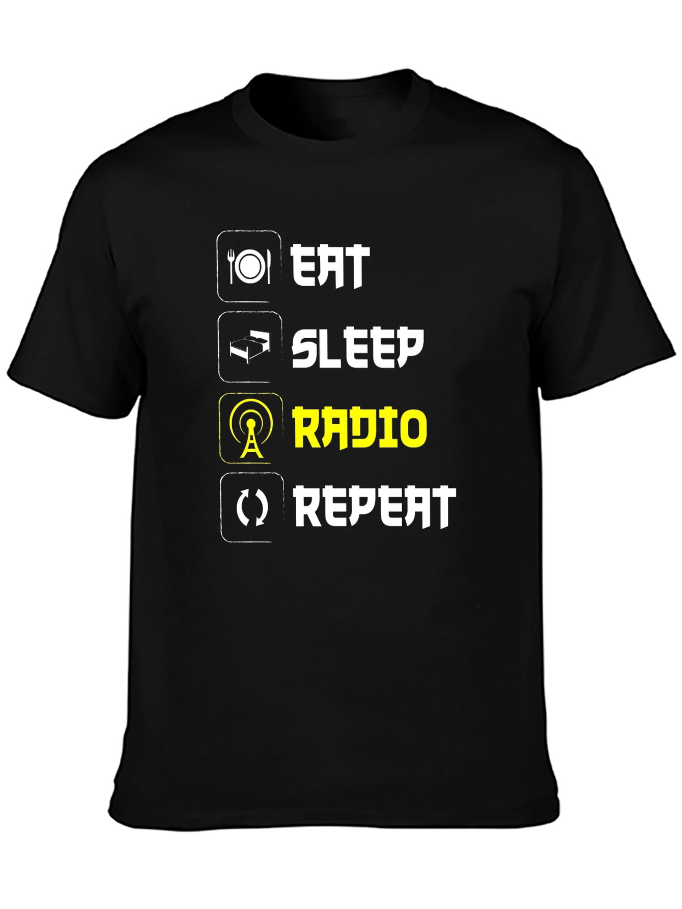 Eat Sleep Radio Repeat T-Shirt - Black