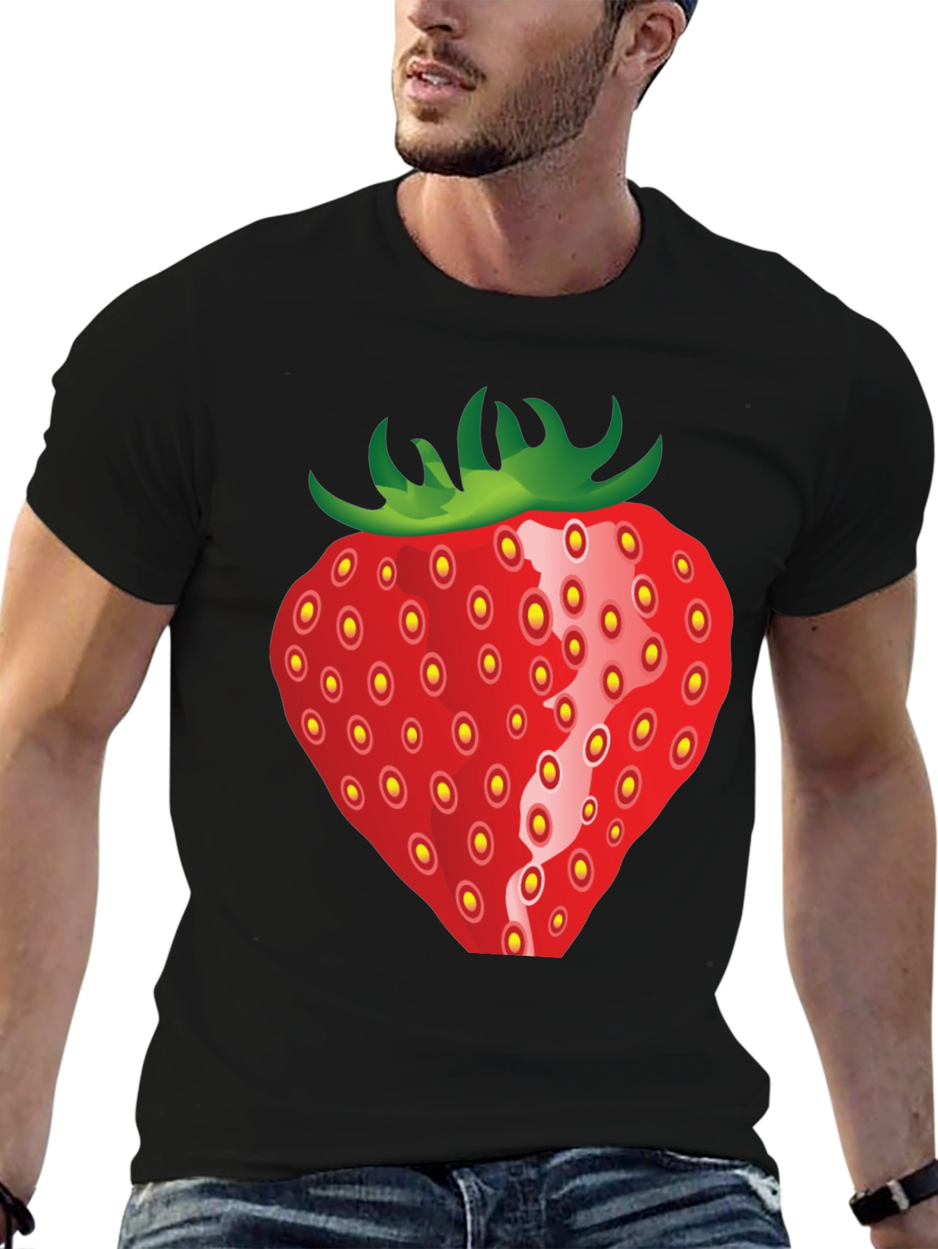 Strawberry Graphic Black T-Shirt
