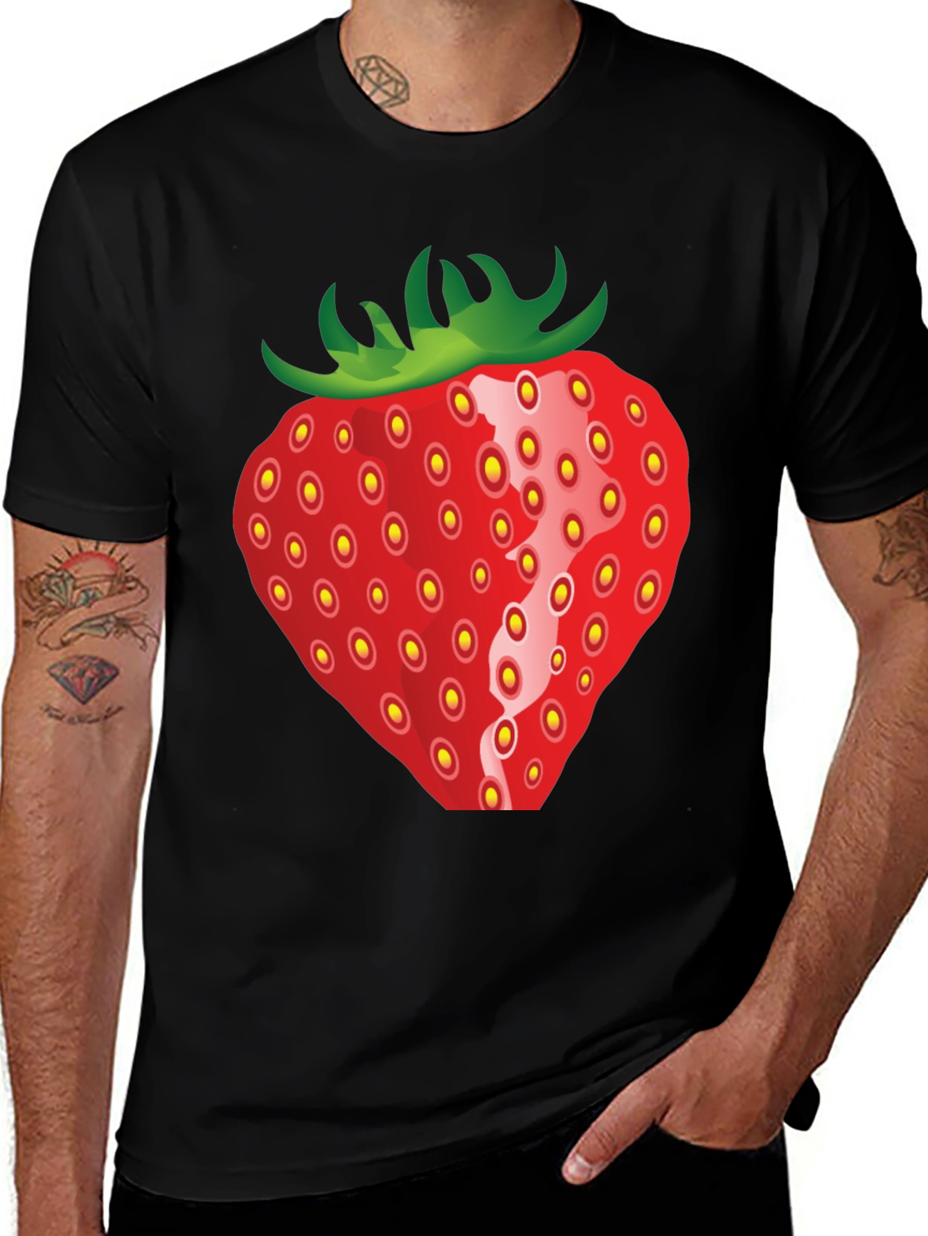 Strawberry Graphic Black T-Shirt