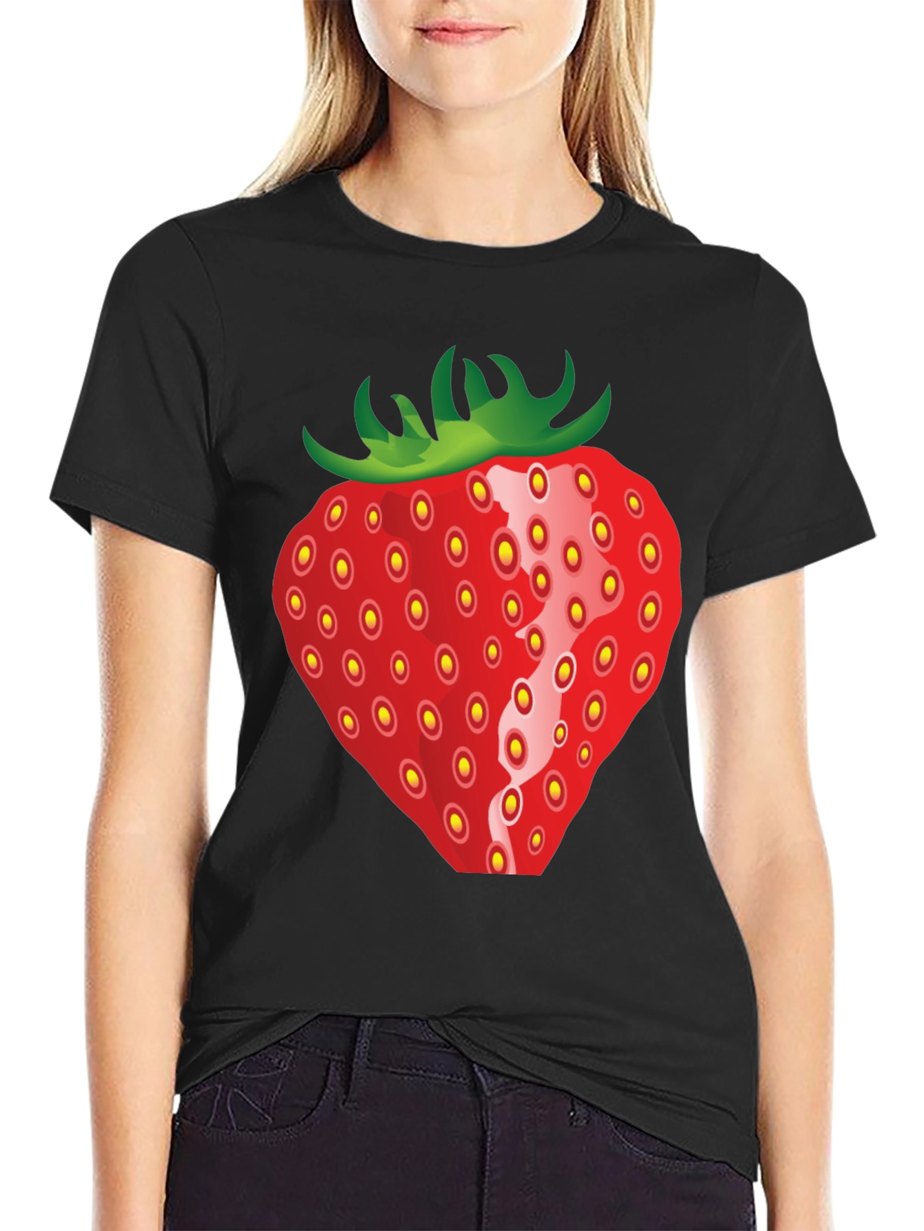 Strawberry Graphic Black T-Shirt