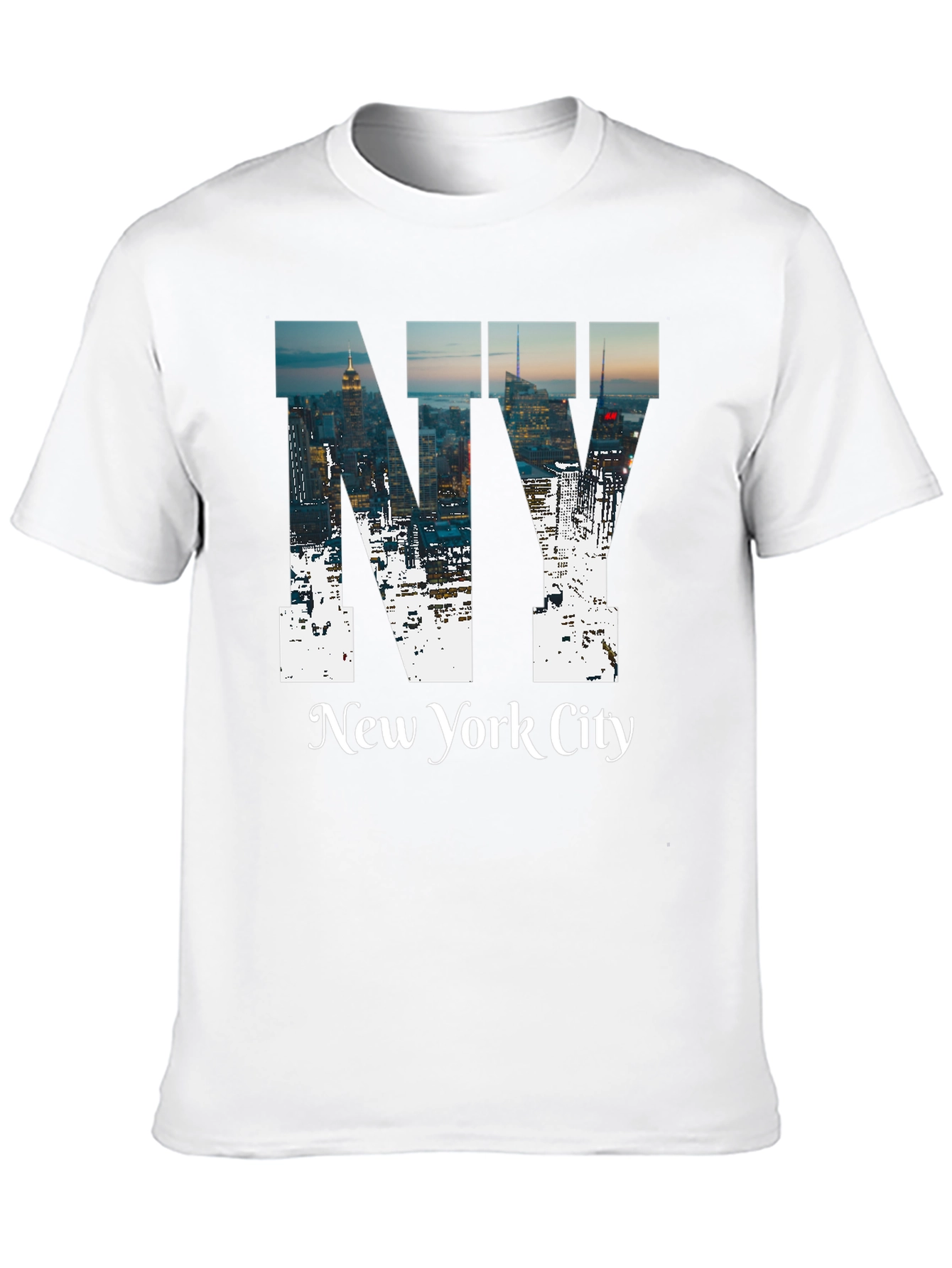 NY Cityscape Graphic Tee - Black Cotton T-Shirt