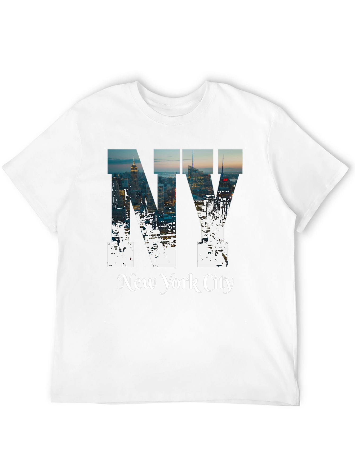 NY Cityscape Graphic Tee - Black Cotton T-Shirt