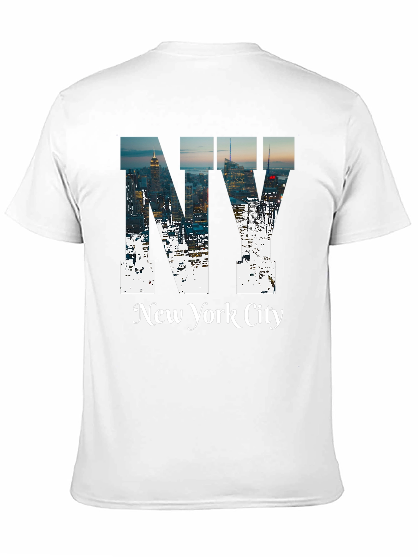 NY Cityscape Graphic Tee - Black Cotton T-Shirt