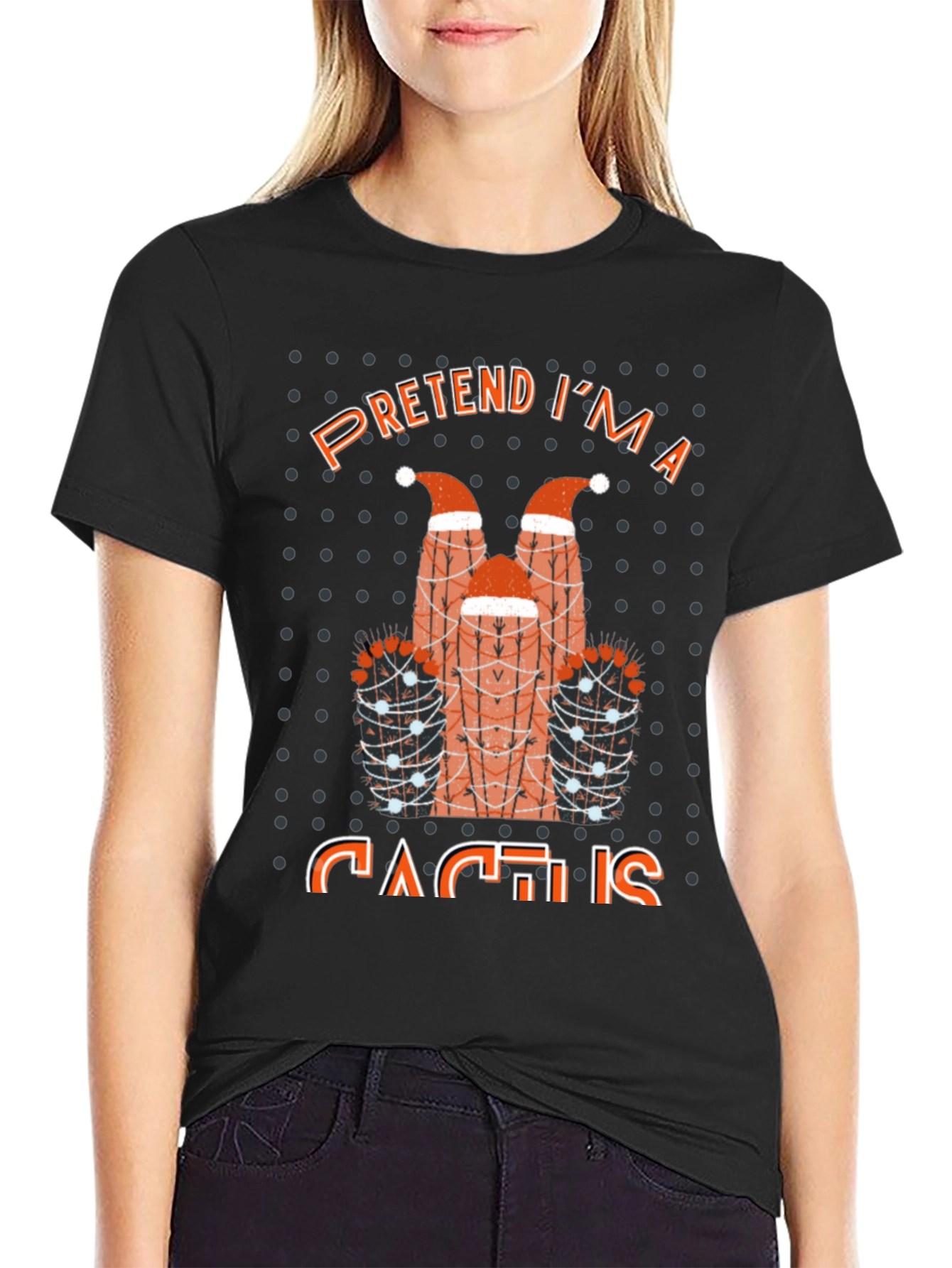 Pretend Im a Cactus T-Shirt Funny Holiday Party Tee