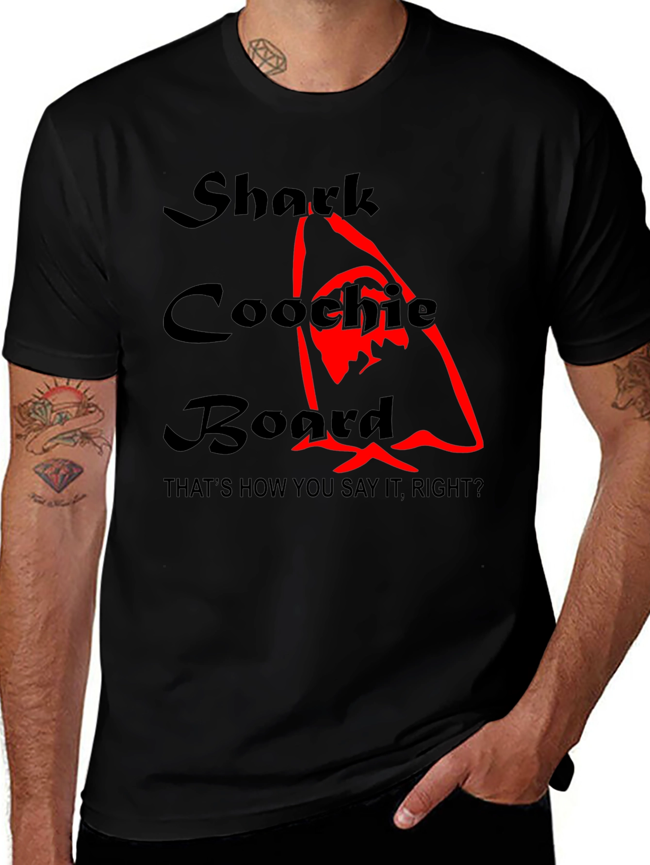 Shark Coochie Board Funny Graphic T-Shirt