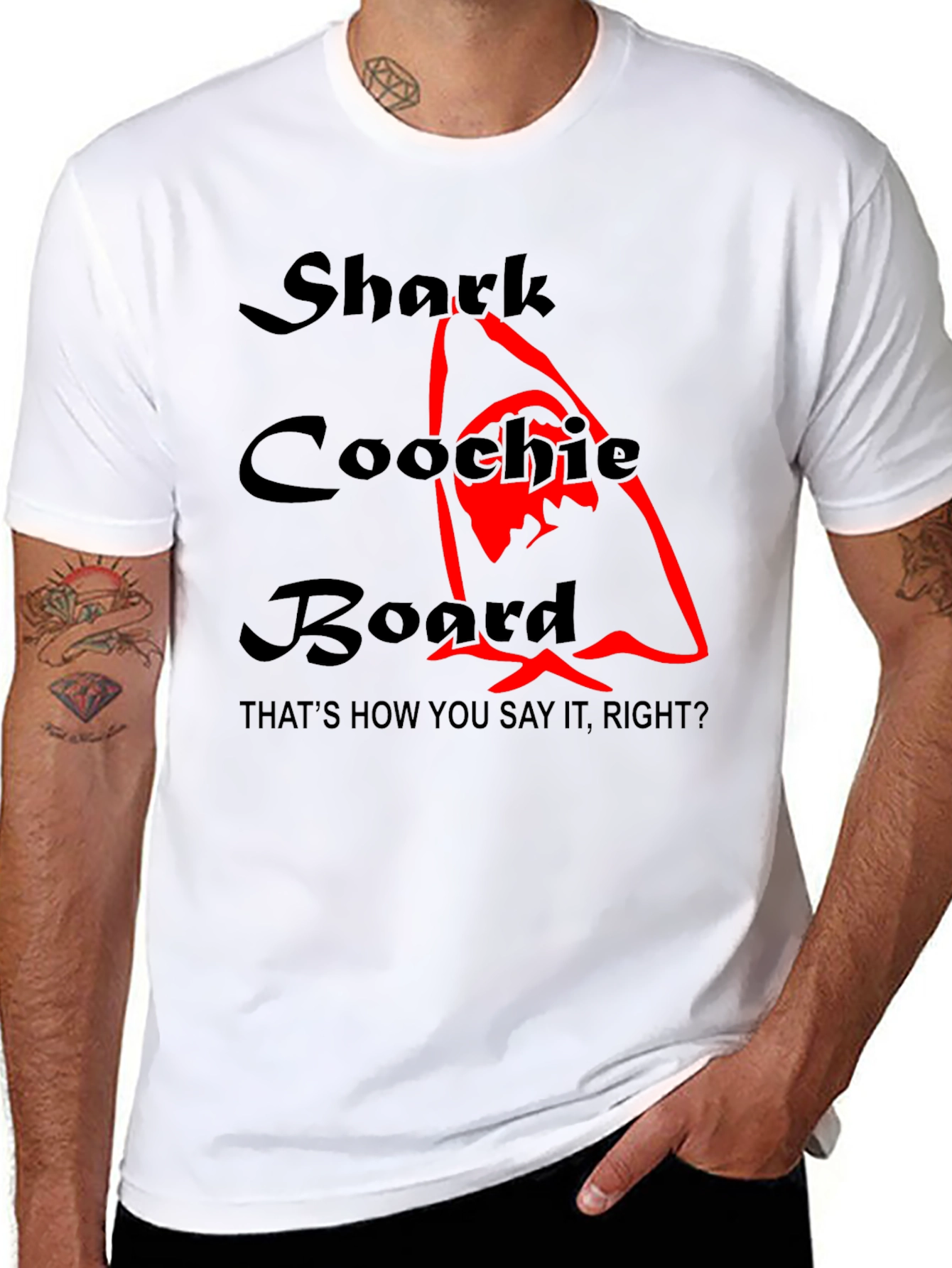 Shark Coochie Board Funny Graphic T-Shirt