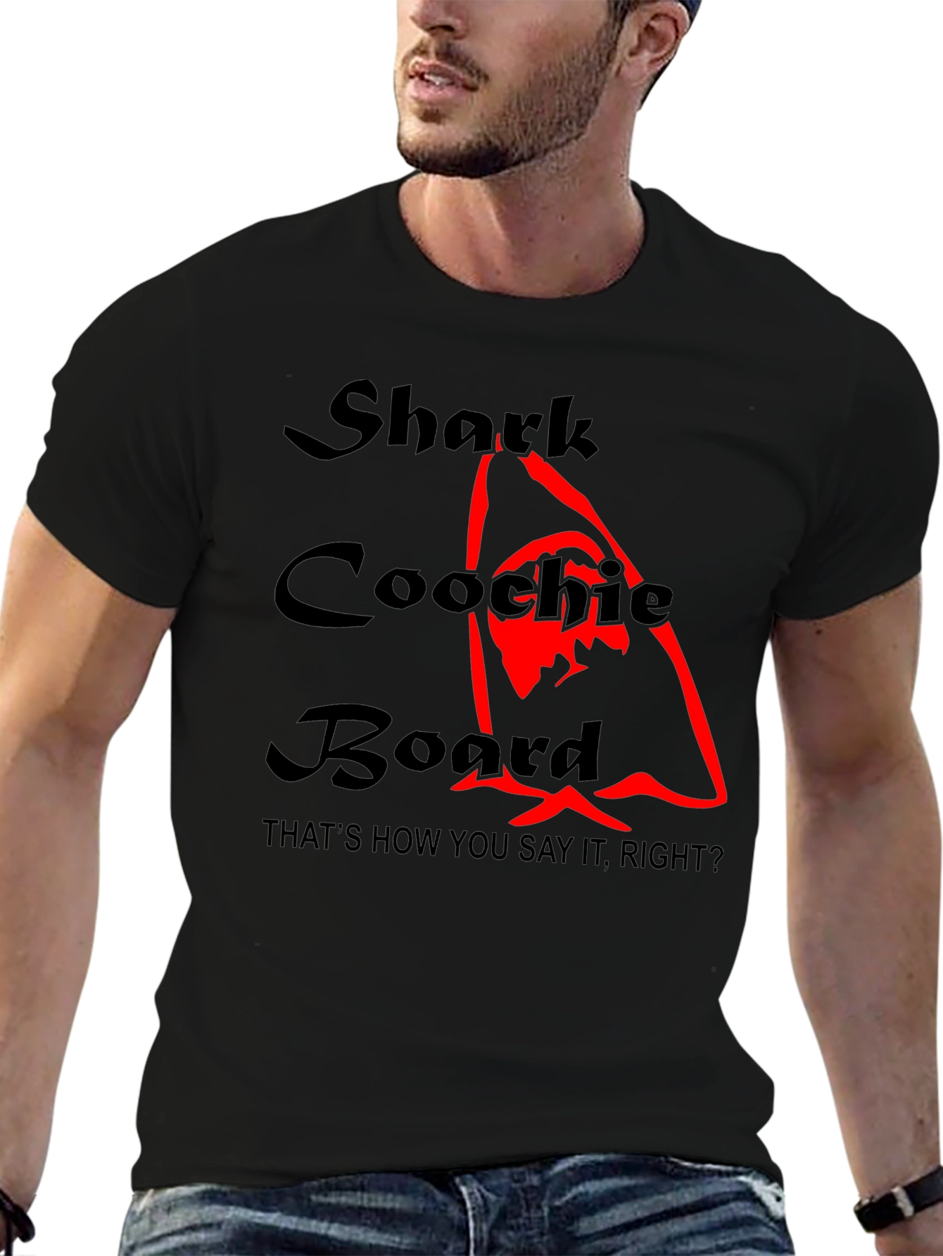 Shark Coochie Board Funny Graphic T-Shirt