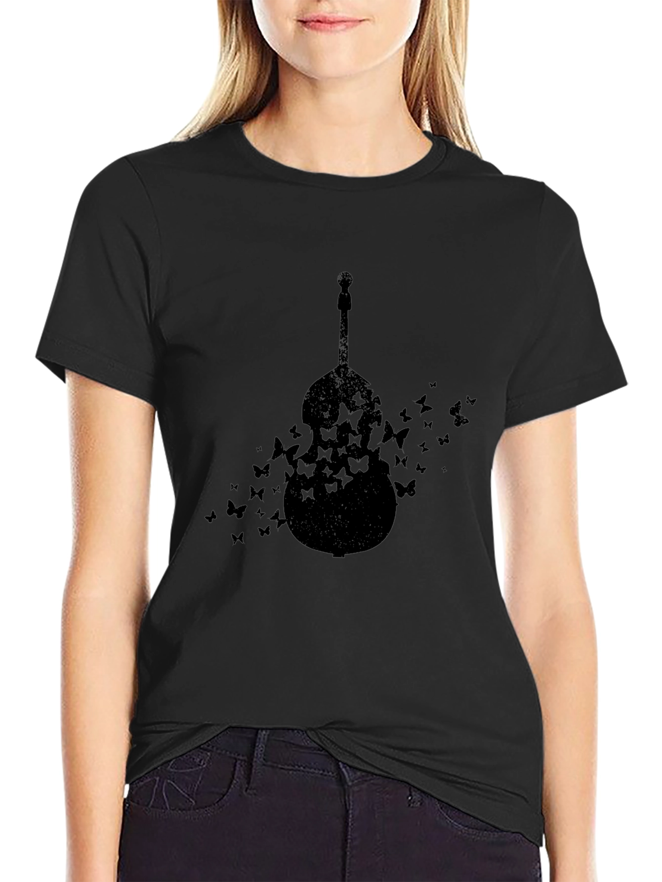 Butterfly Cello Black T-Shirt