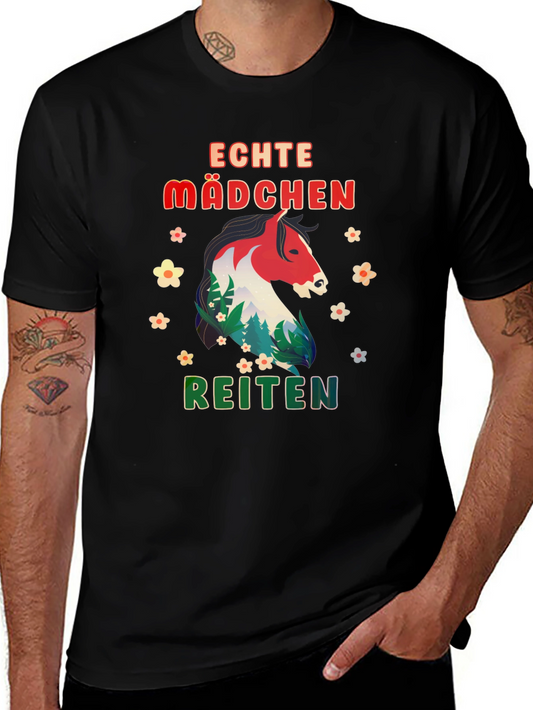Echte Madchen Reiten Horse Graphic Tee
