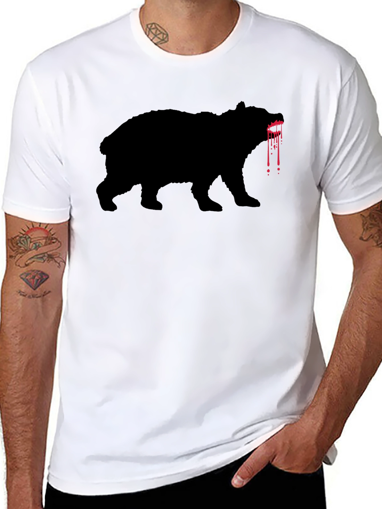 Bloody Bear Graphic Tee - Mens Black T-Shirt