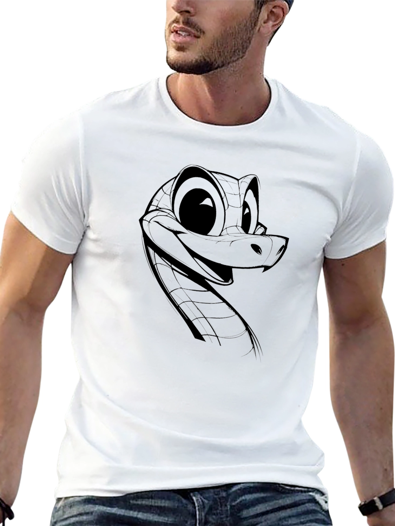 Cartoon Snake Graphic T-Shirt