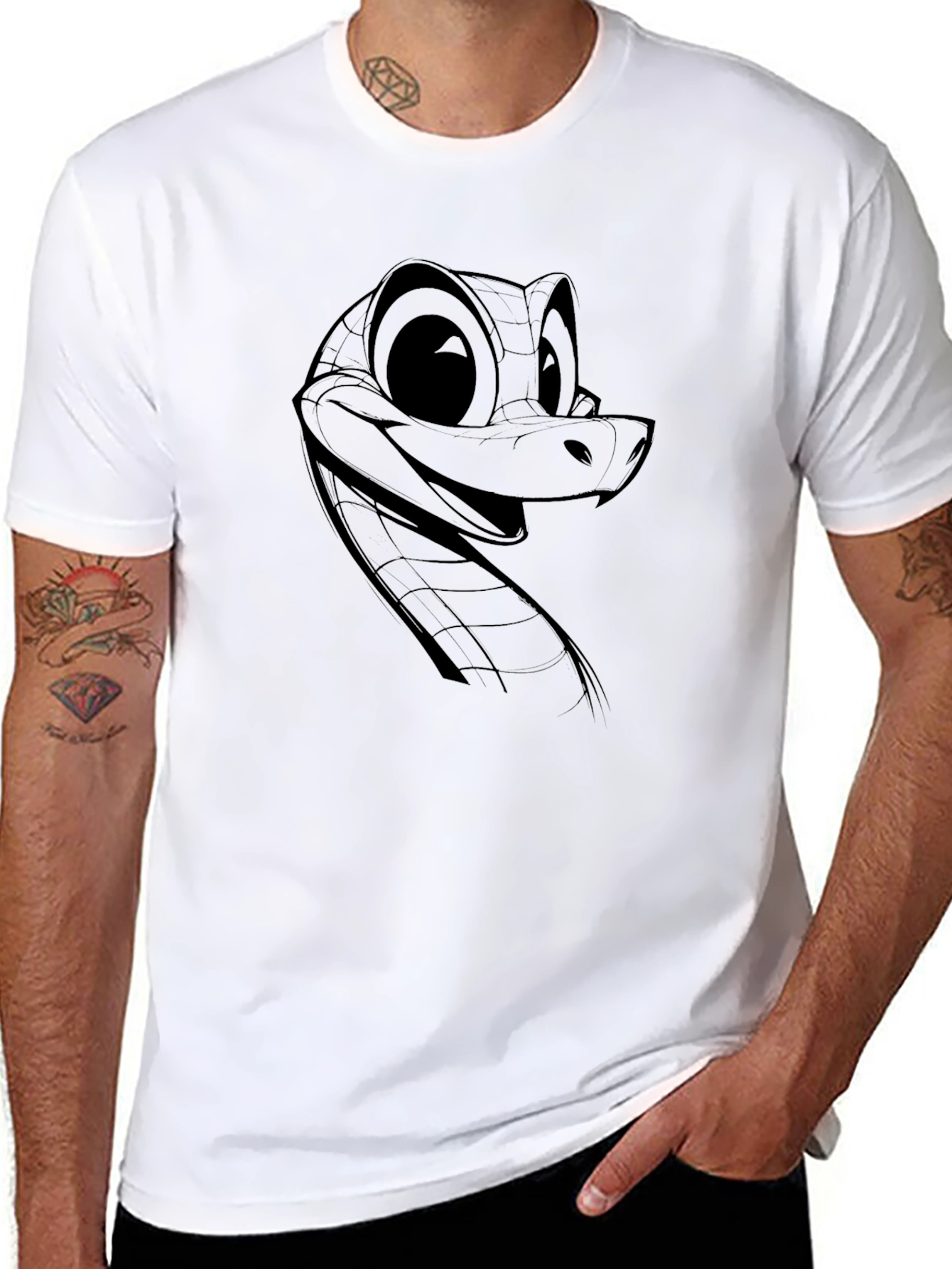 Cartoon Snake Graphic T-Shirt