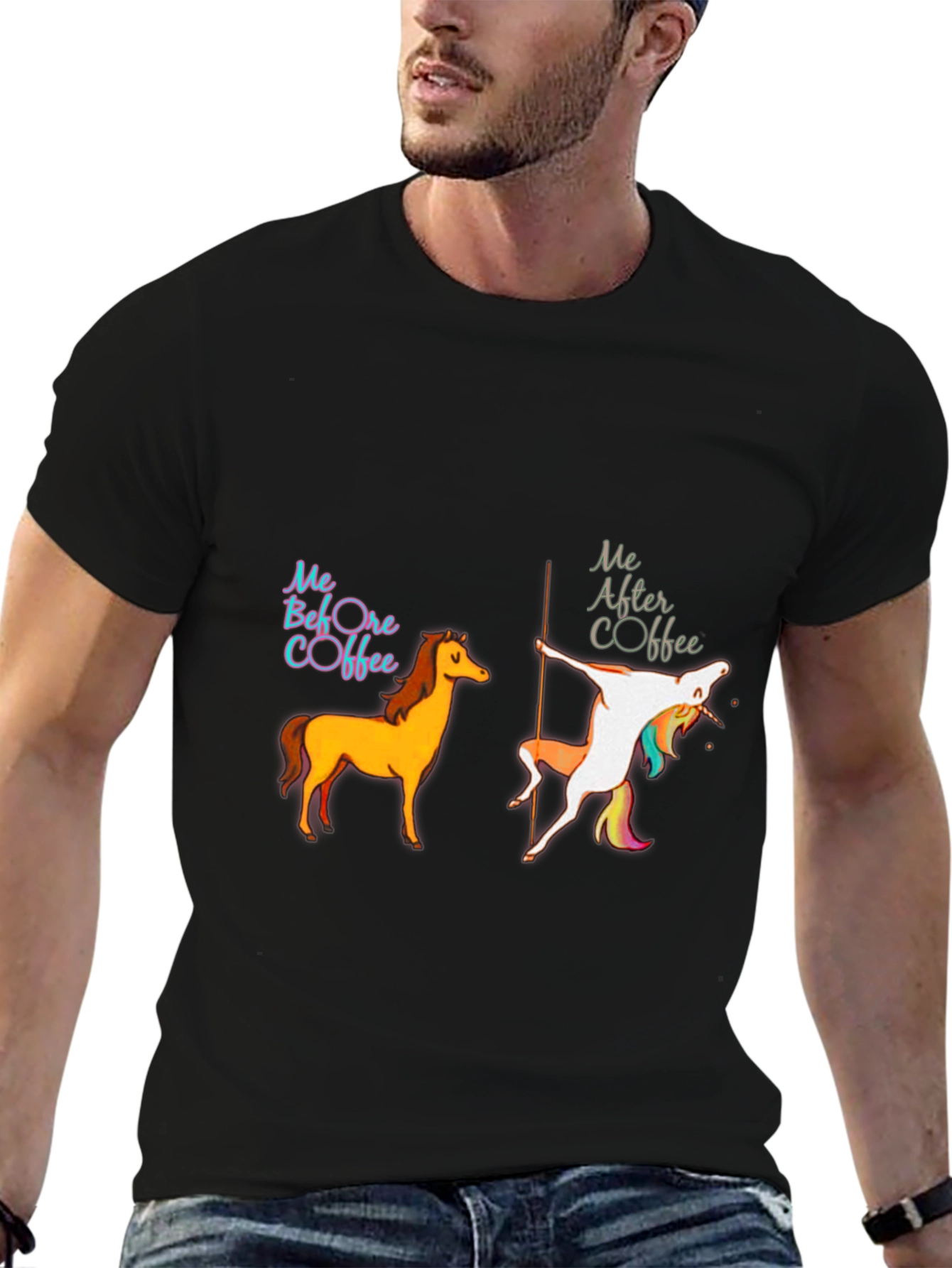 Funny Before & After Coffee Graphic T-Shirt