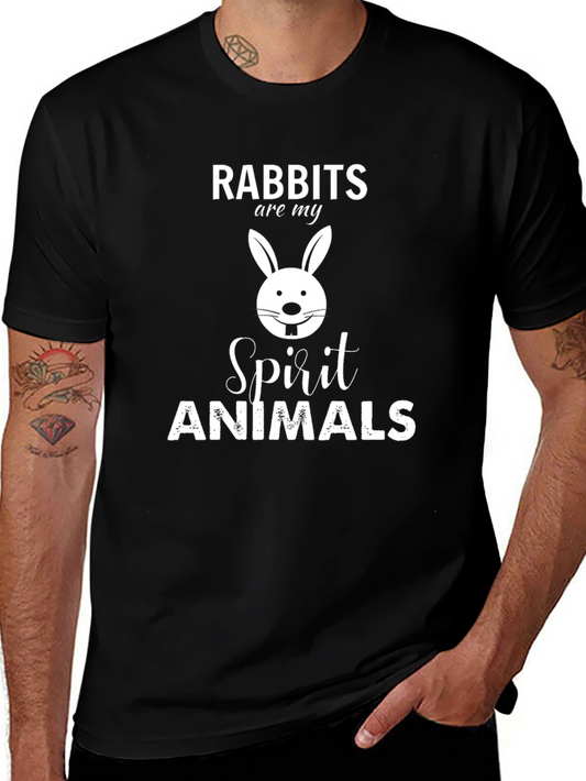 Rabbit Spirit Animal Graphic Tee - Black Cotton