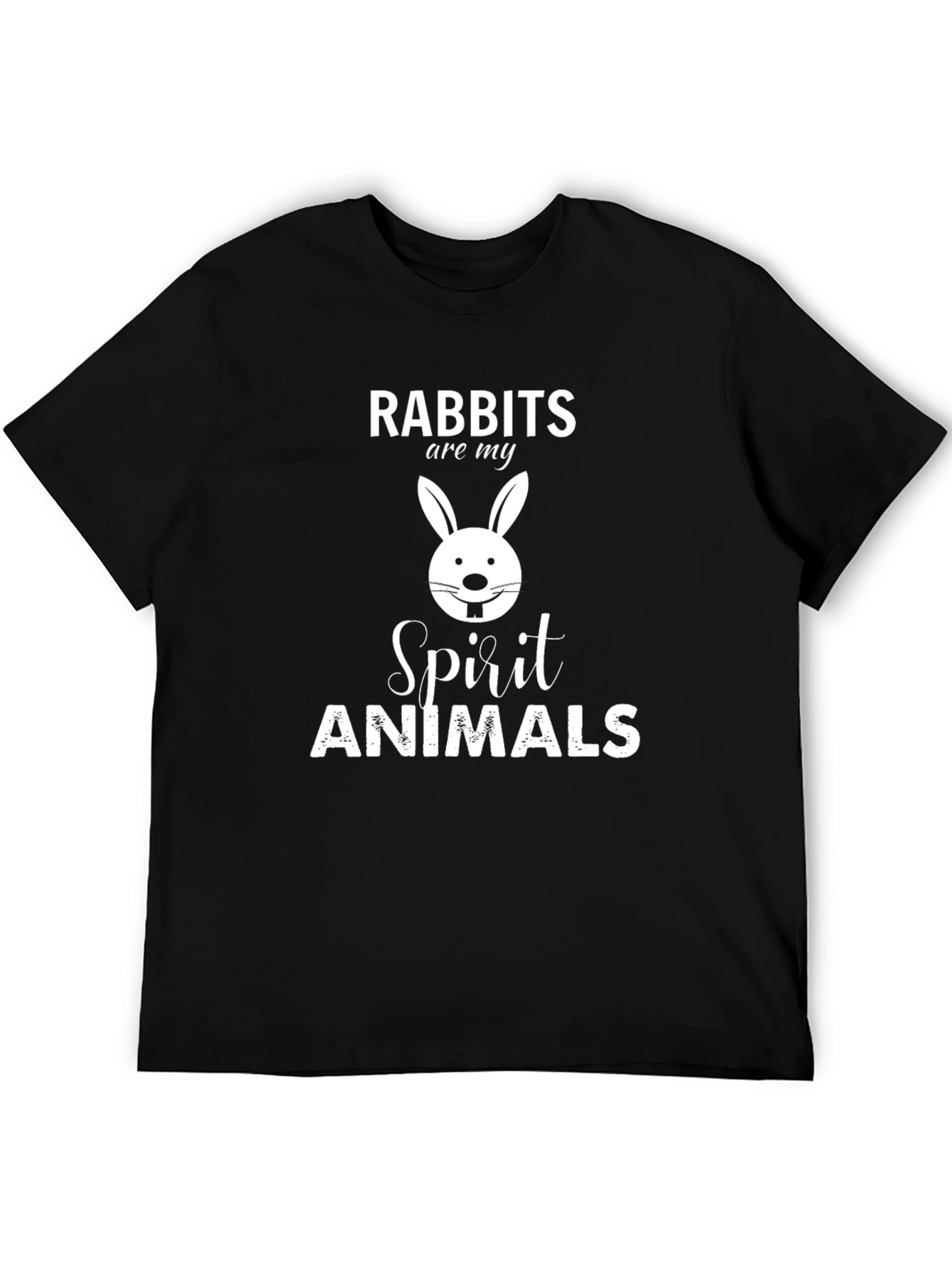 Rabbit Spirit Animal Graphic Tee - Black Cotton
