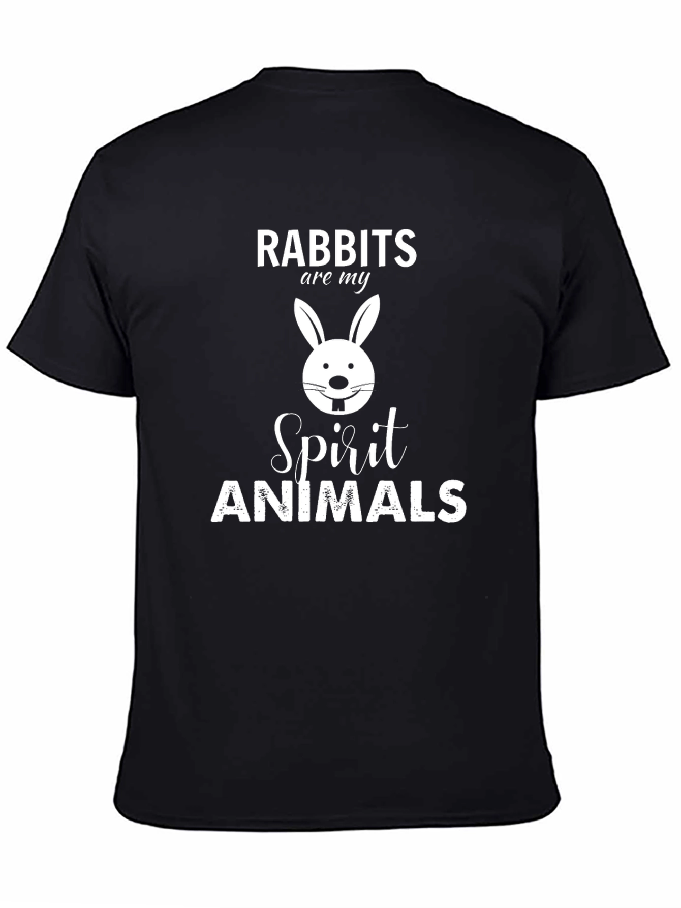 Rabbit Spirit Animal Graphic Tee - Black Cotton