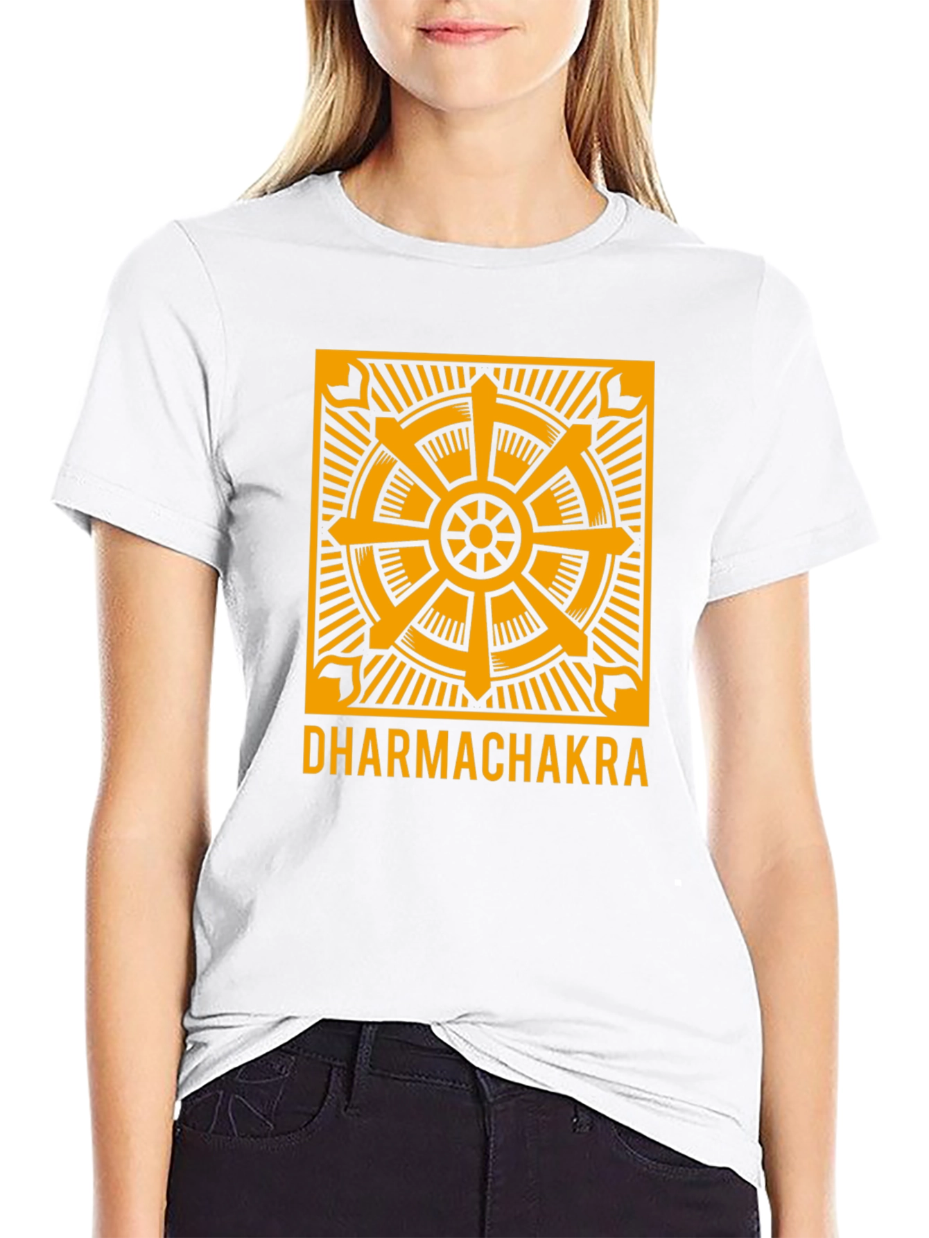 Dharmachakra Wheel Graphic Tee - Black Cotton T-Shirt