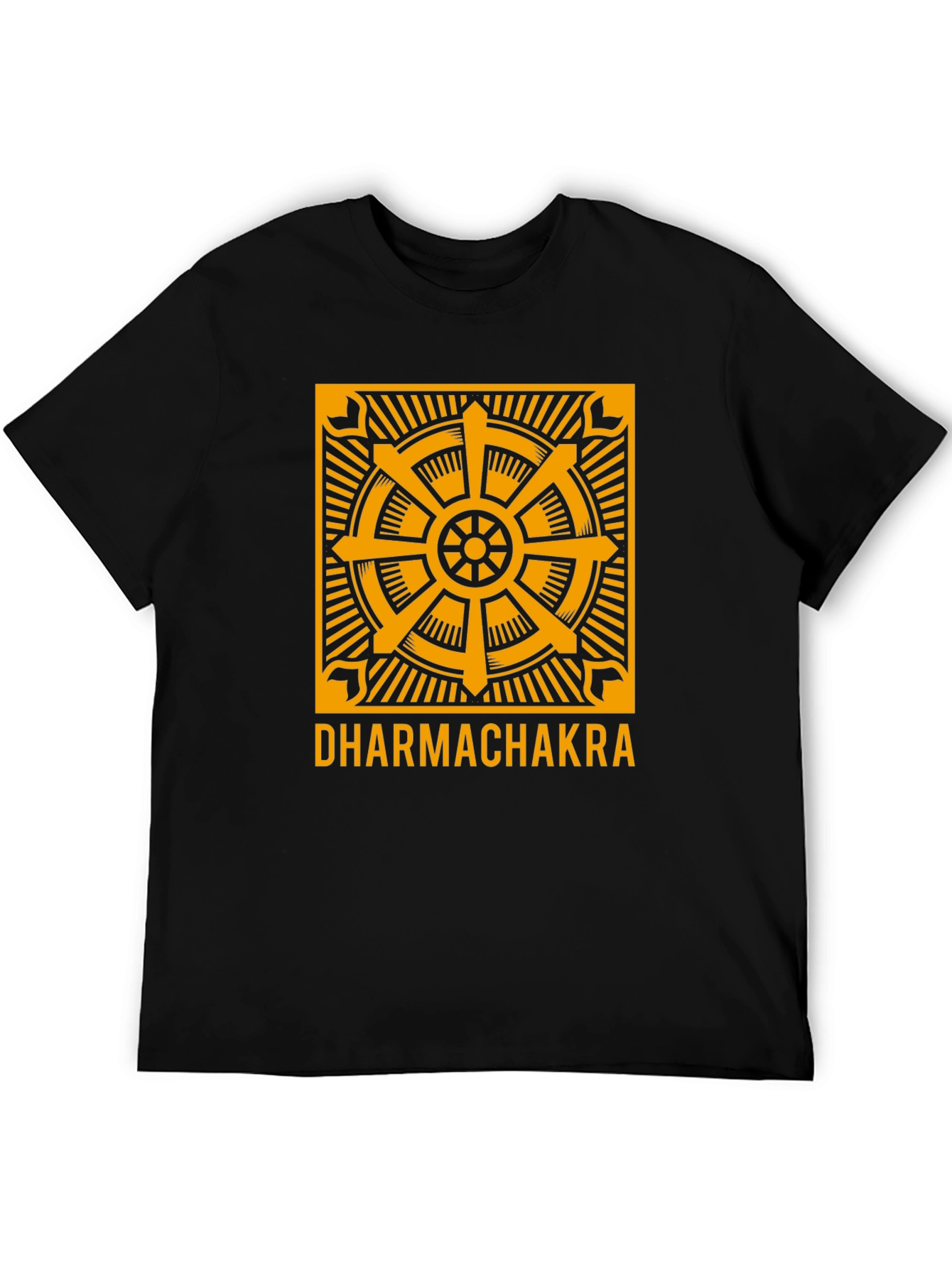 Dharmachakra Wheel Graphic Tee - Black Cotton T-Shirt