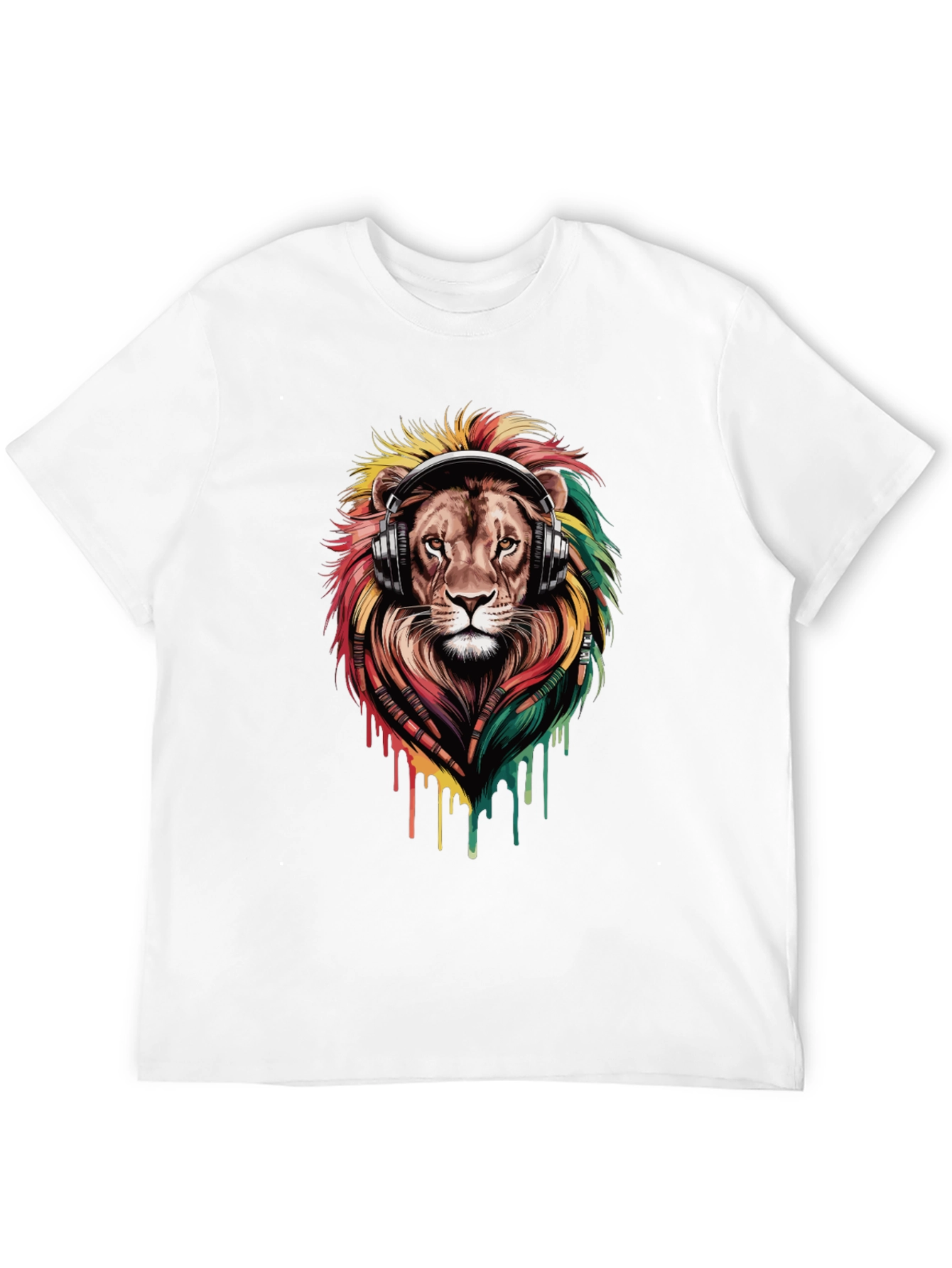 Lion Headphones Graphic Tee - Black