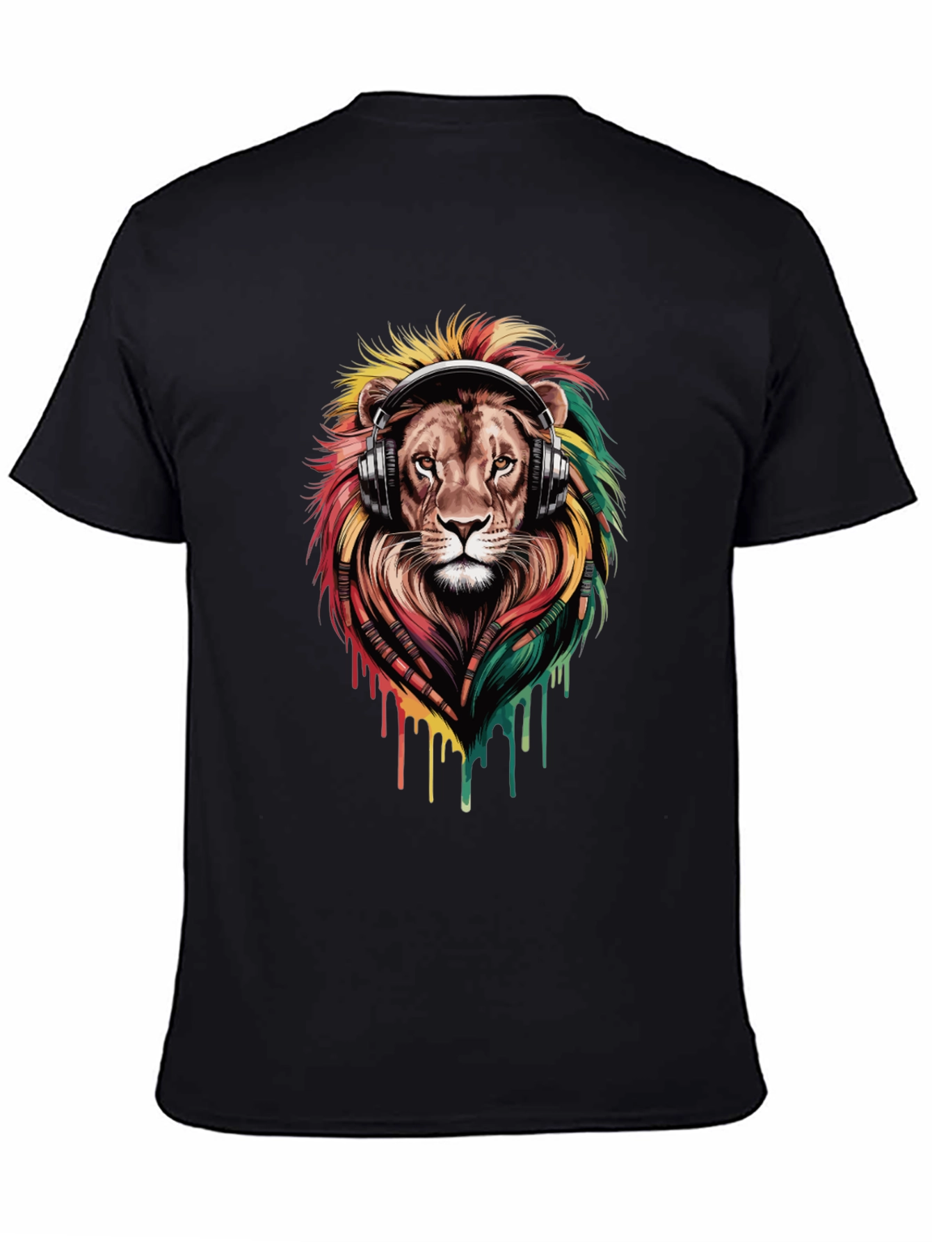 Lion Headphones Graphic Tee - Black