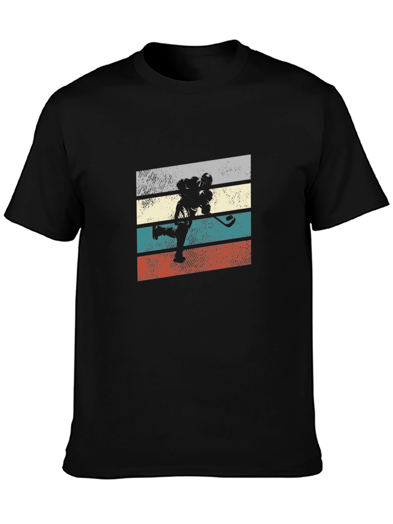 Retro Hockey Player T-Shirt - Black Graphic Tee