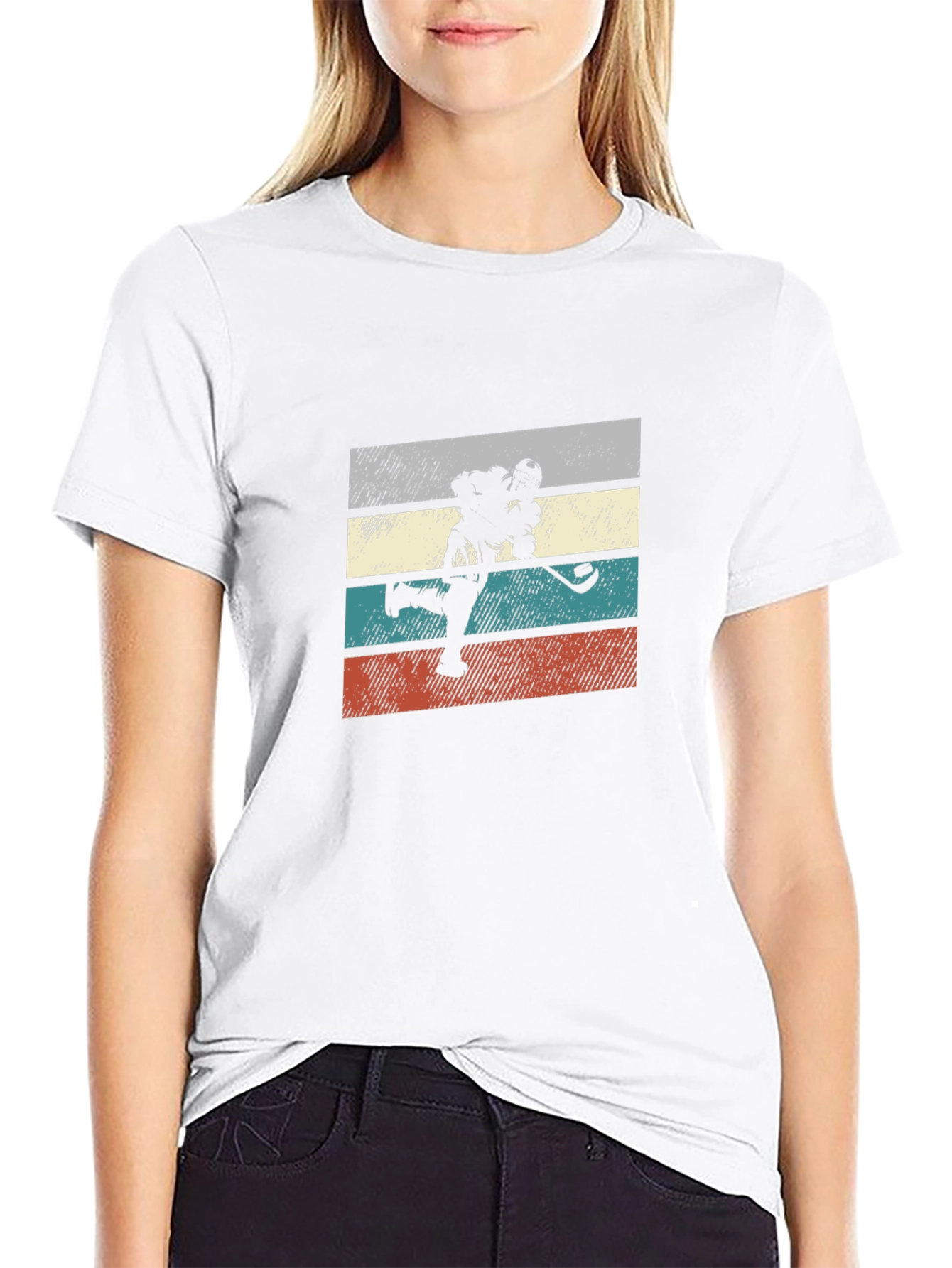 Retro Hockey Player T-Shirt - Black Graphic Tee