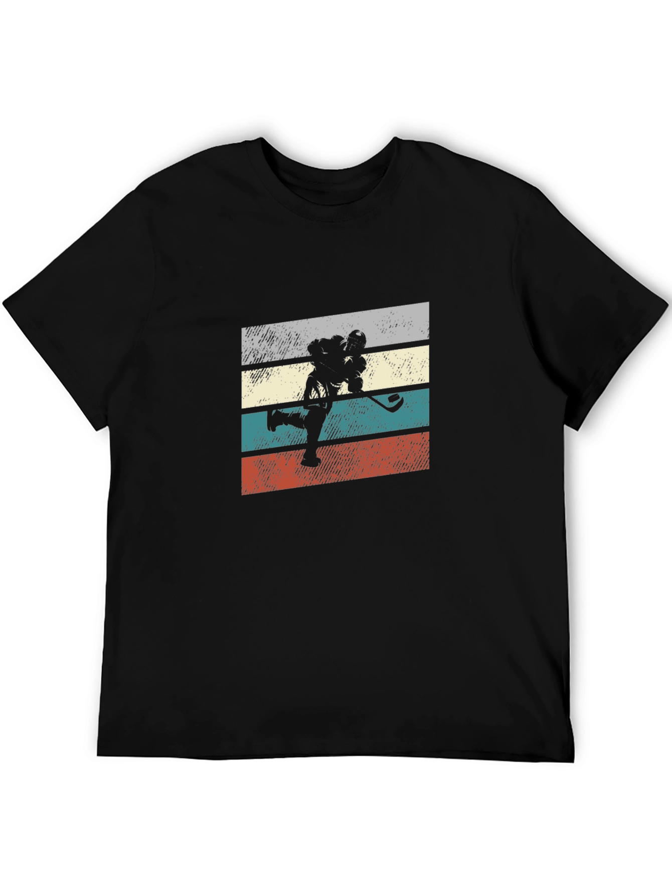 Retro Hockey Player T-Shirt - Black Graphic Tee