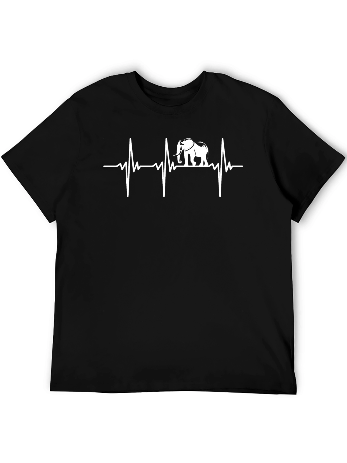 Elephant Heartbeat Graphic Tee - Black Cotton T-Shirt