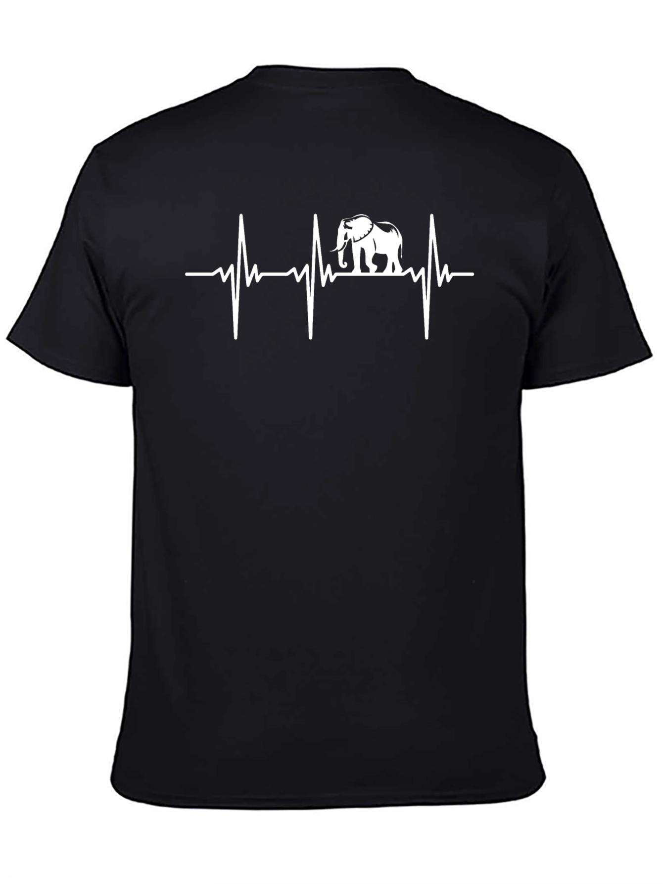 Elephant Heartbeat Graphic Tee - Black Cotton T-Shirt