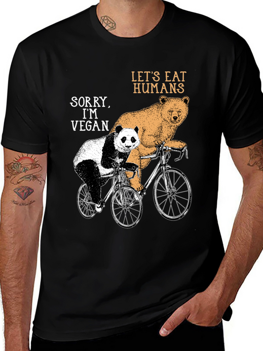 Vegan Bear Bicycle Graphic T-Shirt