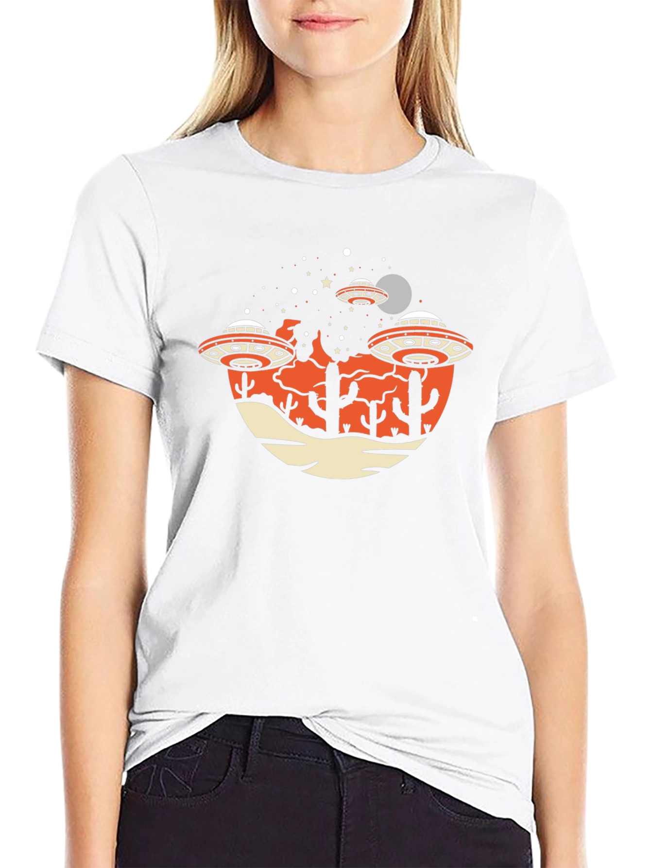 UFO Desert Graphic Tee - Sci-Fi T-Shirt