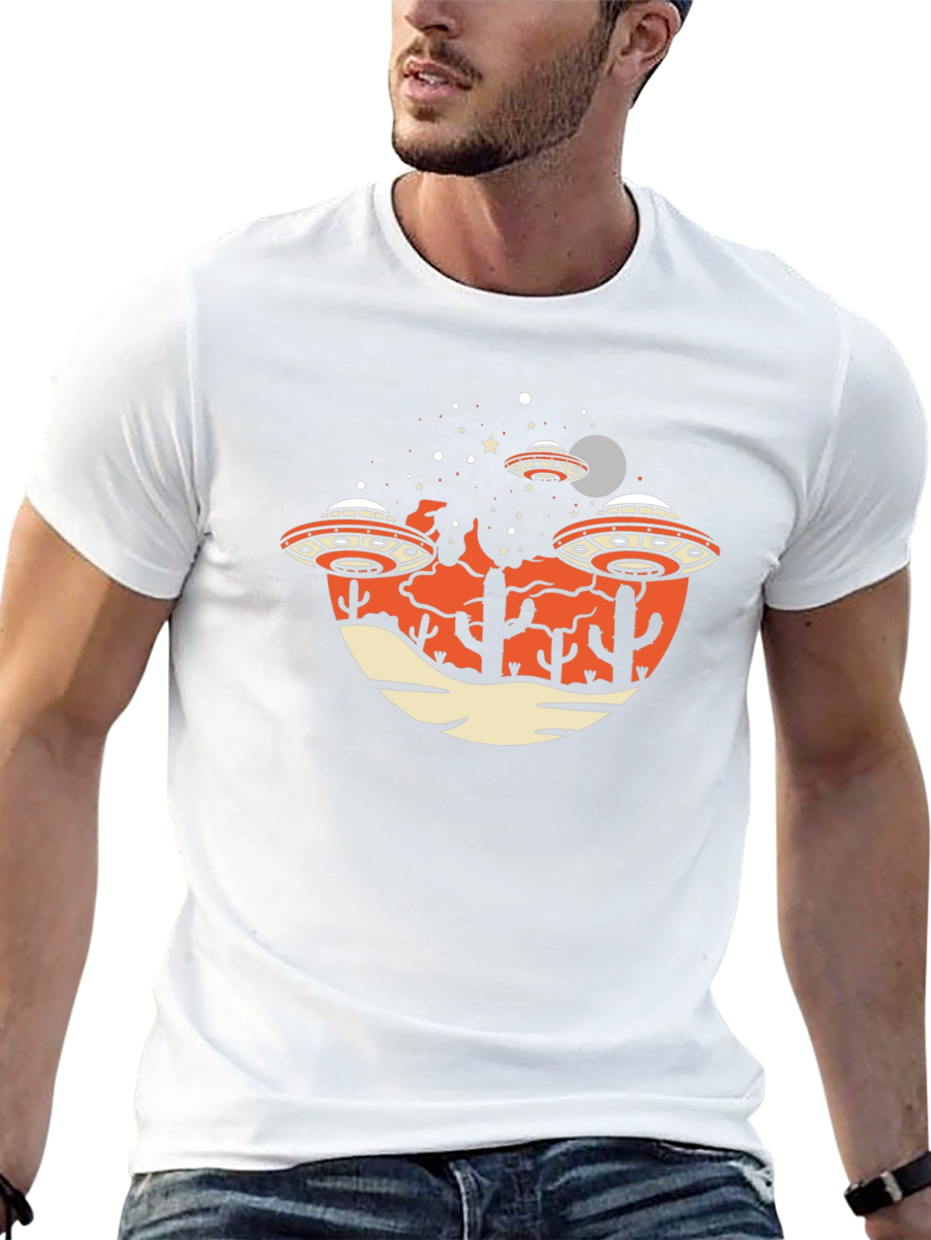 UFO Desert Graphic Tee - Sci-Fi T-Shirt