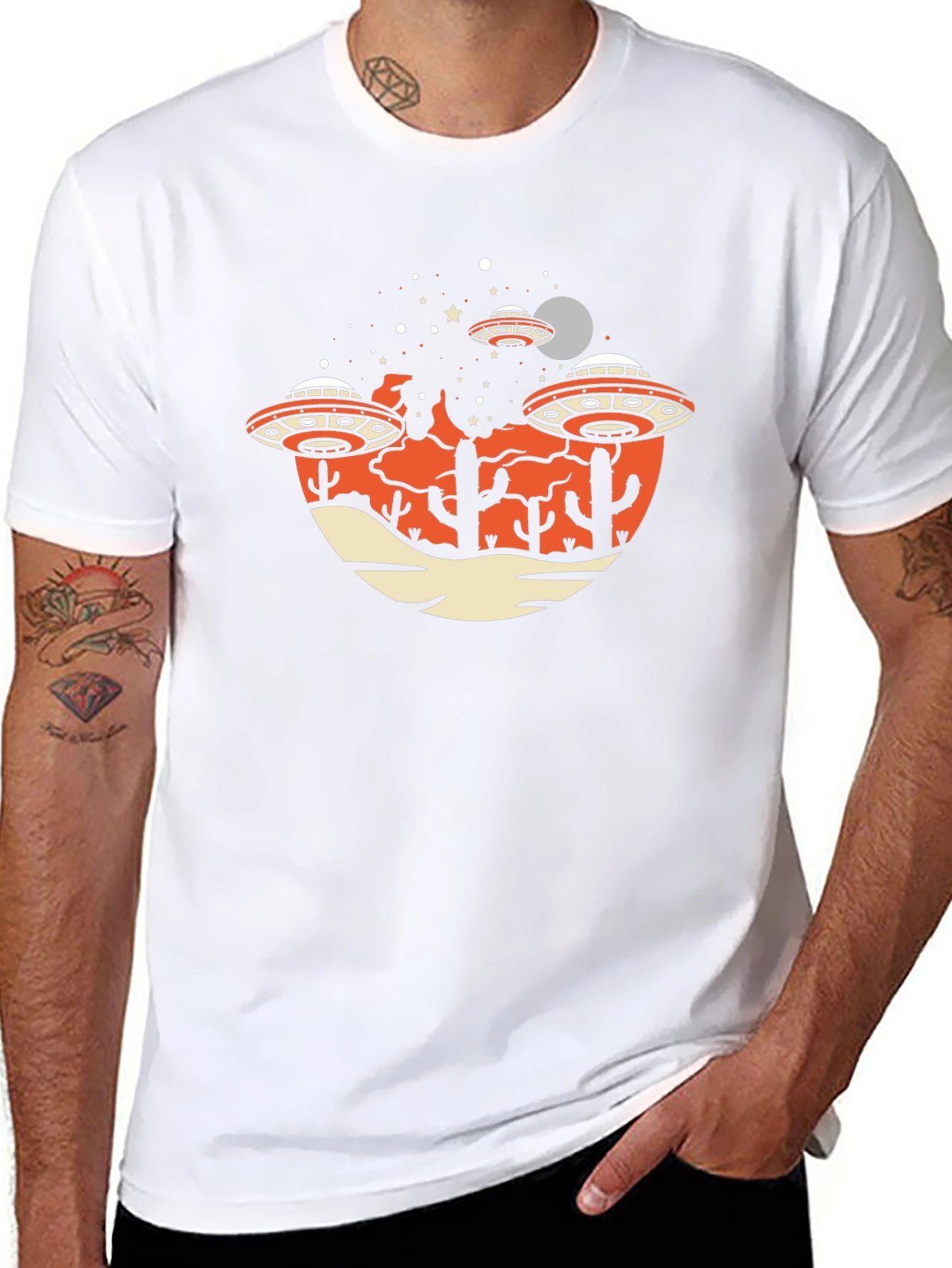 UFO Desert Graphic Tee - Sci-Fi T-Shirt