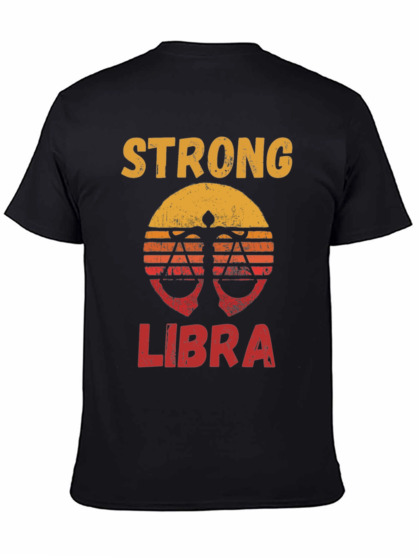 Strong Libra Zodiac T-Shirt - Black Tee