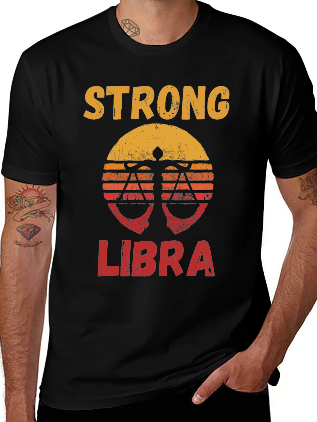 Strong Libra Zodiac T-Shirt - Black Tee