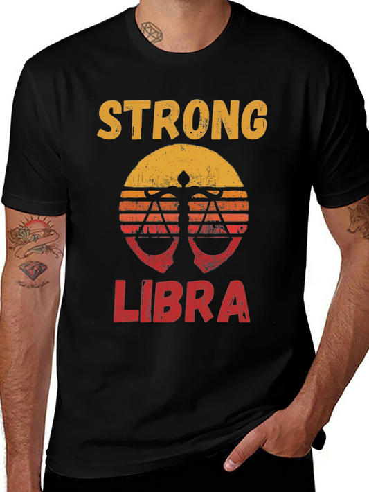 Strong Libra Zodiac T-Shirt - Black Tee