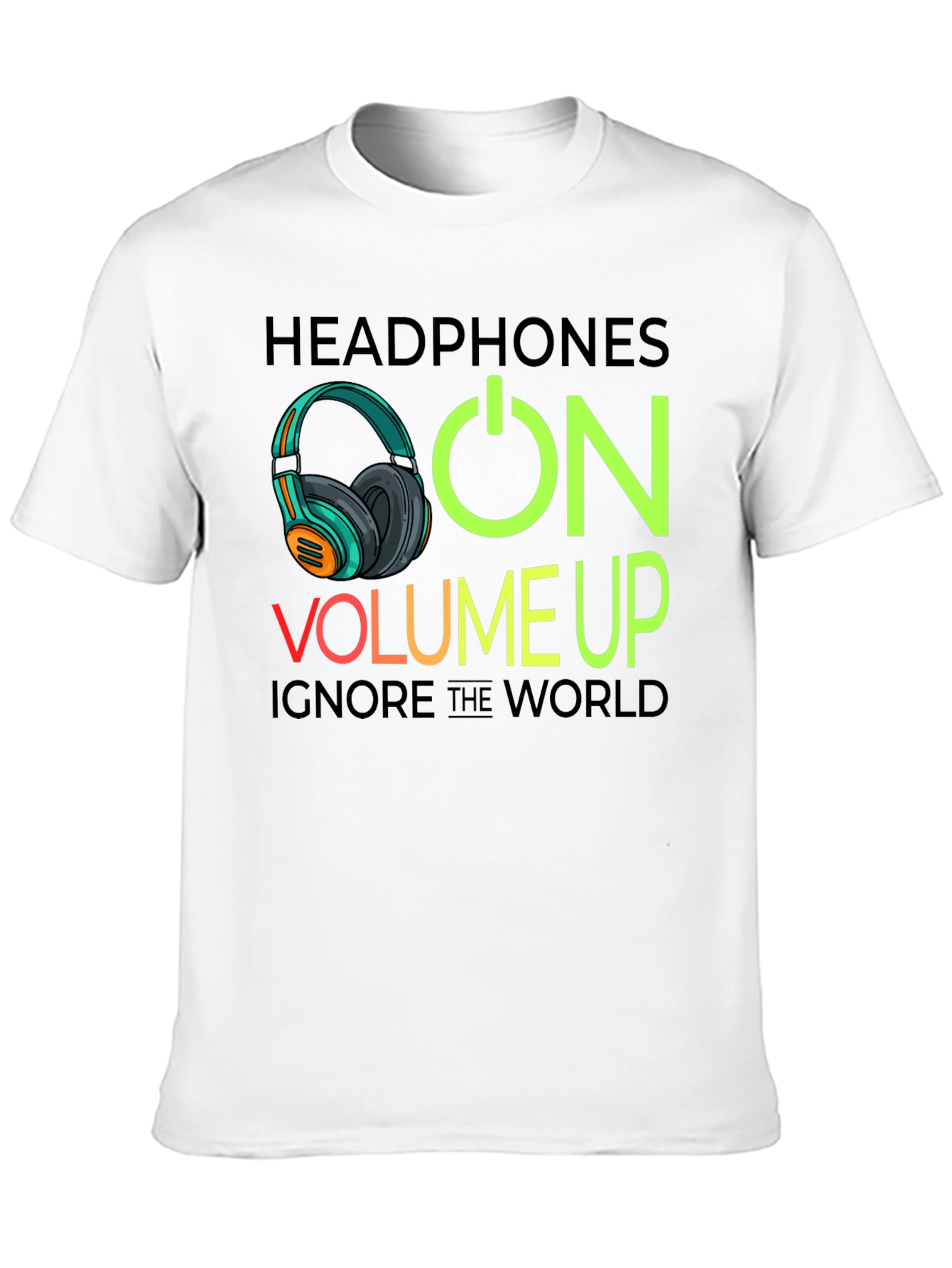 Headphones On Volume Up Black T-Shirt