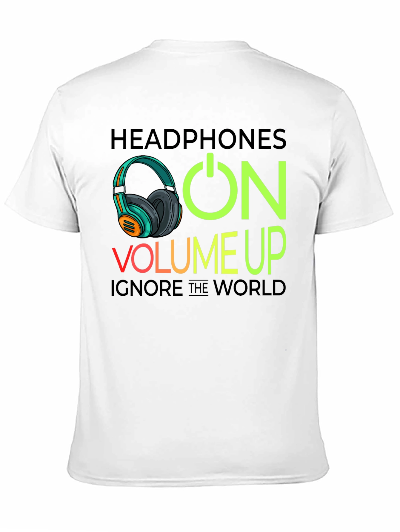 Headphones On Volume Up Black T-Shirt