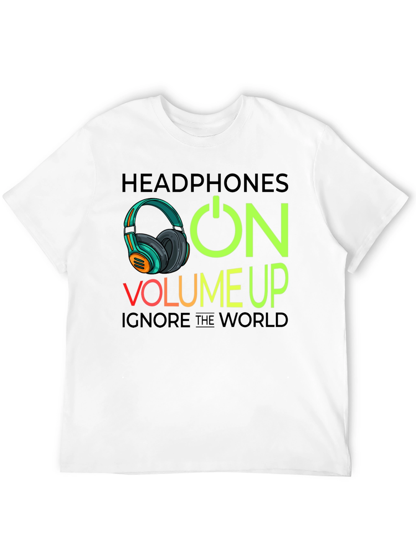 Headphones On Volume Up Black T-Shirt