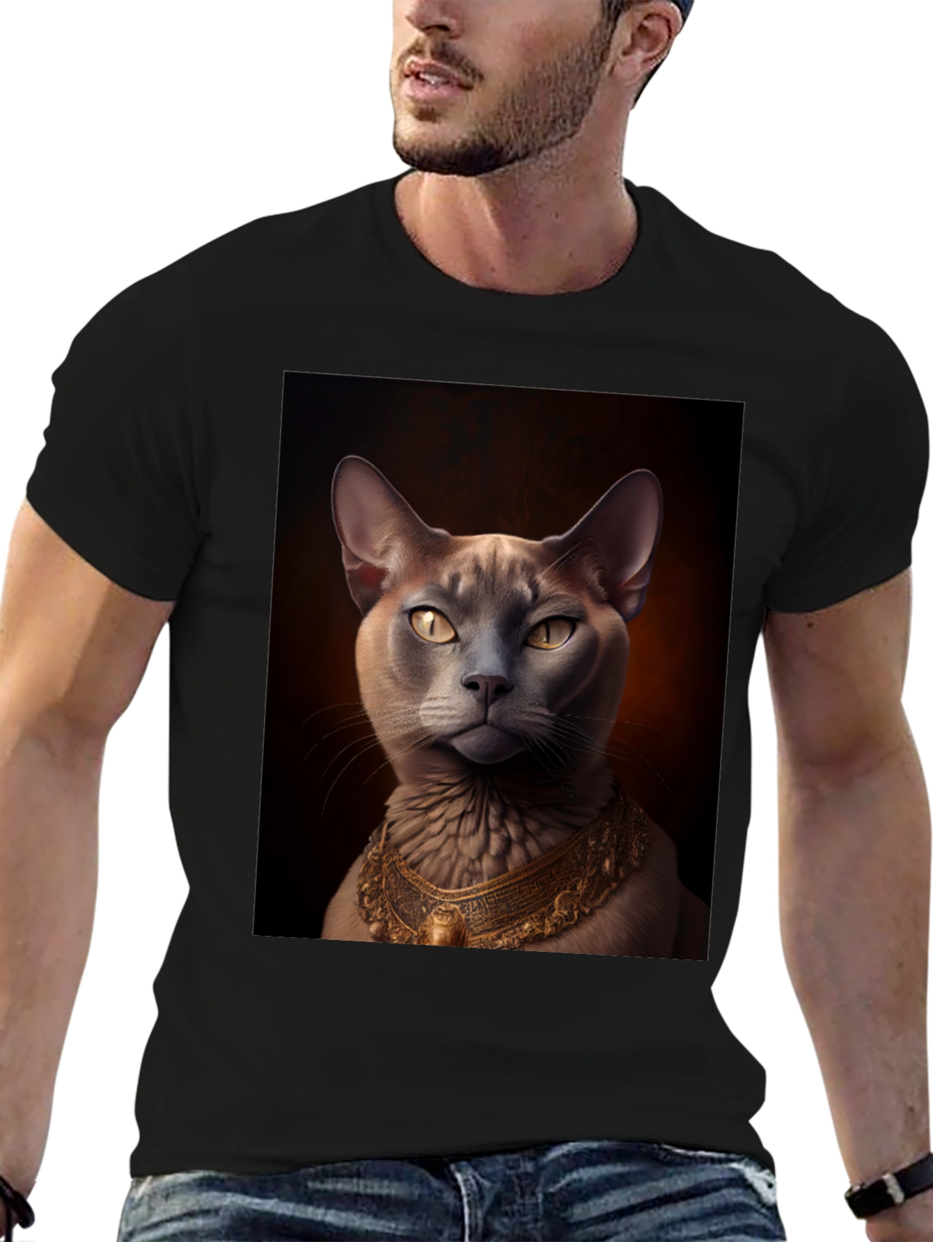 Royal Cat Graphic Tee - Black T-Shirt
