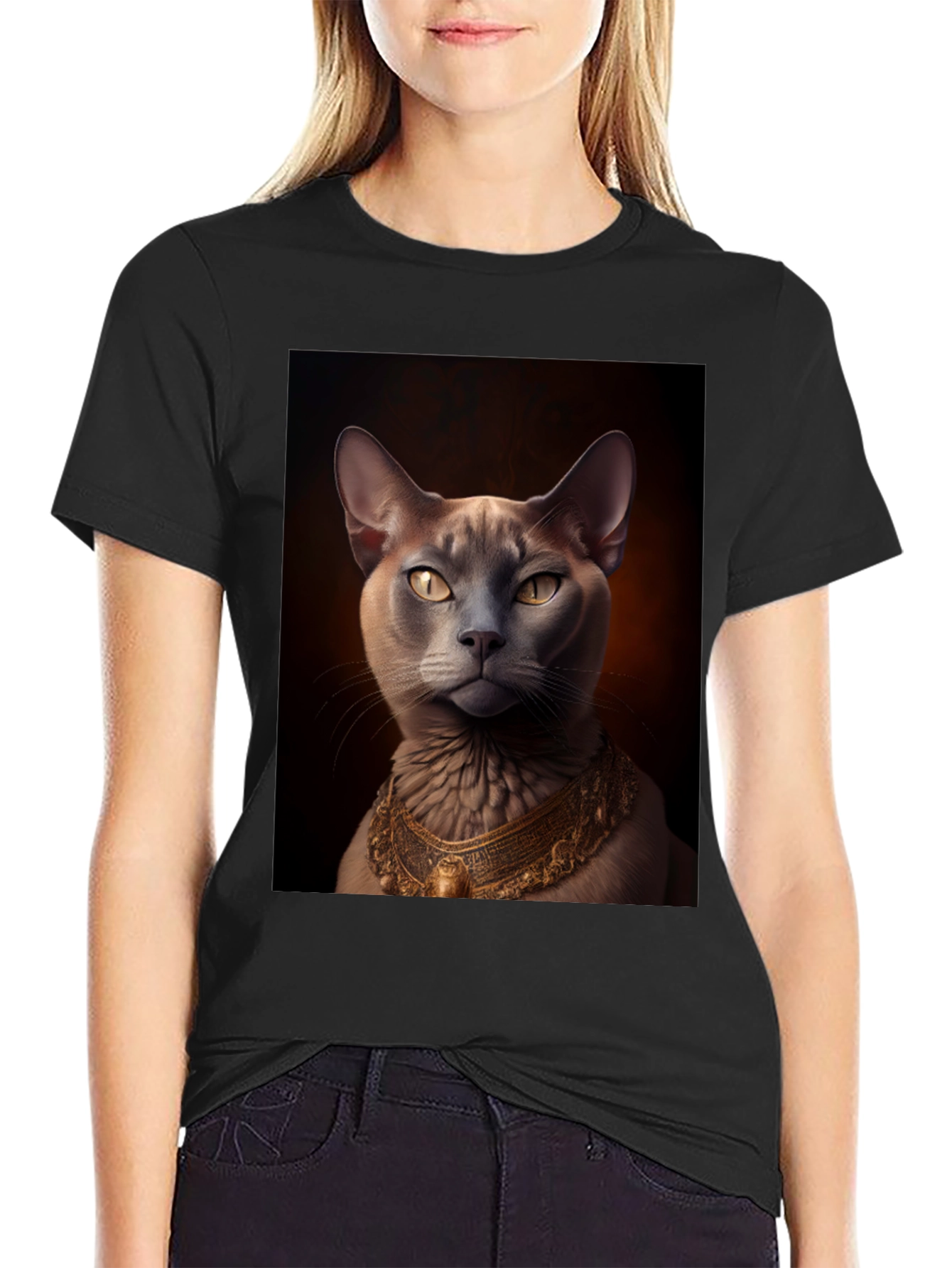 Royal Cat Graphic Tee - Black T-Shirt